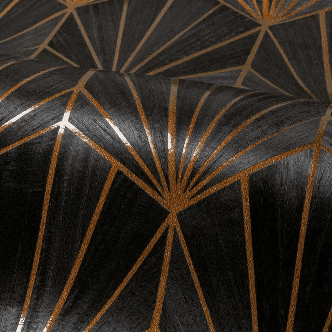 Tapeta fornirowana ze wzorem geometrycznym art deco MYTHIQUE - CARBONE BRONZE ciemnobrązowy
