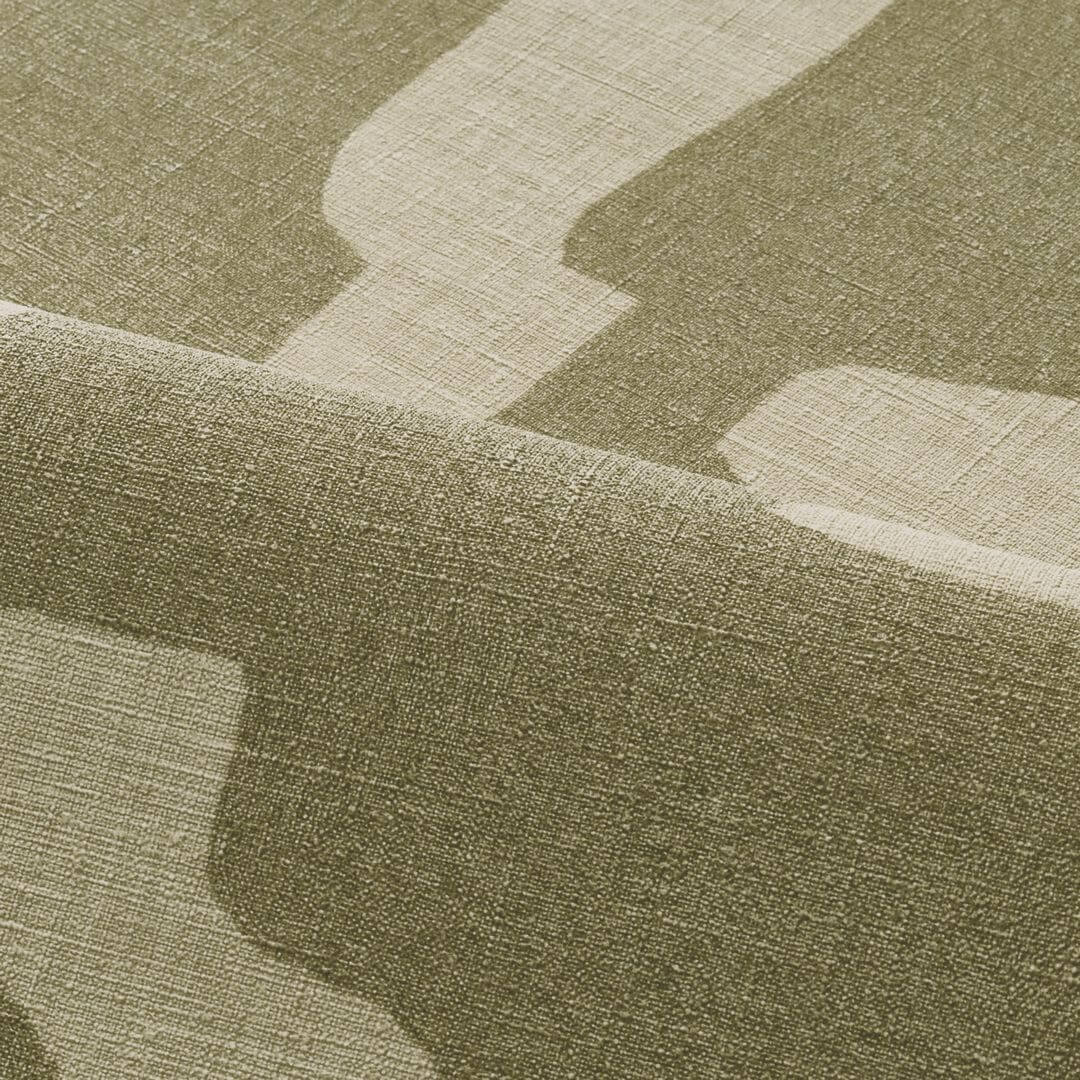 Tapeta strukturalna imitująca tkaninę w abstrakcyjne organiczne kształty SERAN - TILLEUL zielony