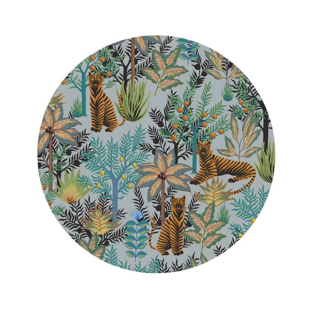 Mural w kształcie koła DOTS - GOLD TIGERS jasnoniebieski