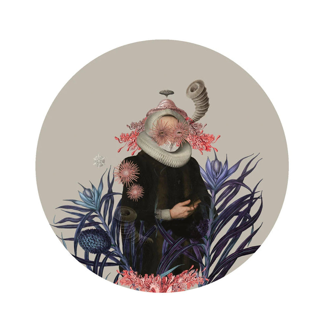 Wandbild in Kreisform DOTS - LADY MEDUSA beige