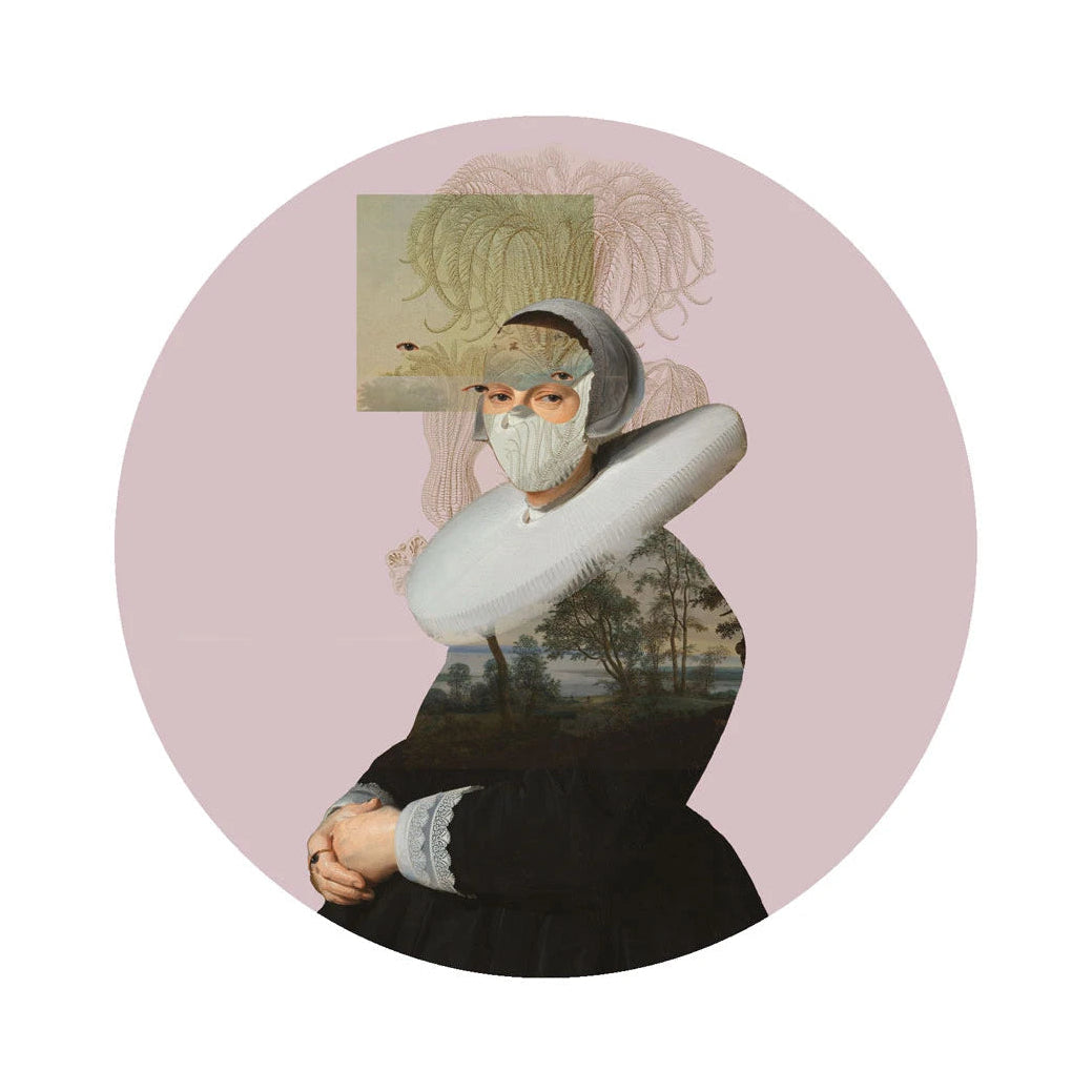 Circle-shaped mural DOTS - LANDSCAPE MUSE pink