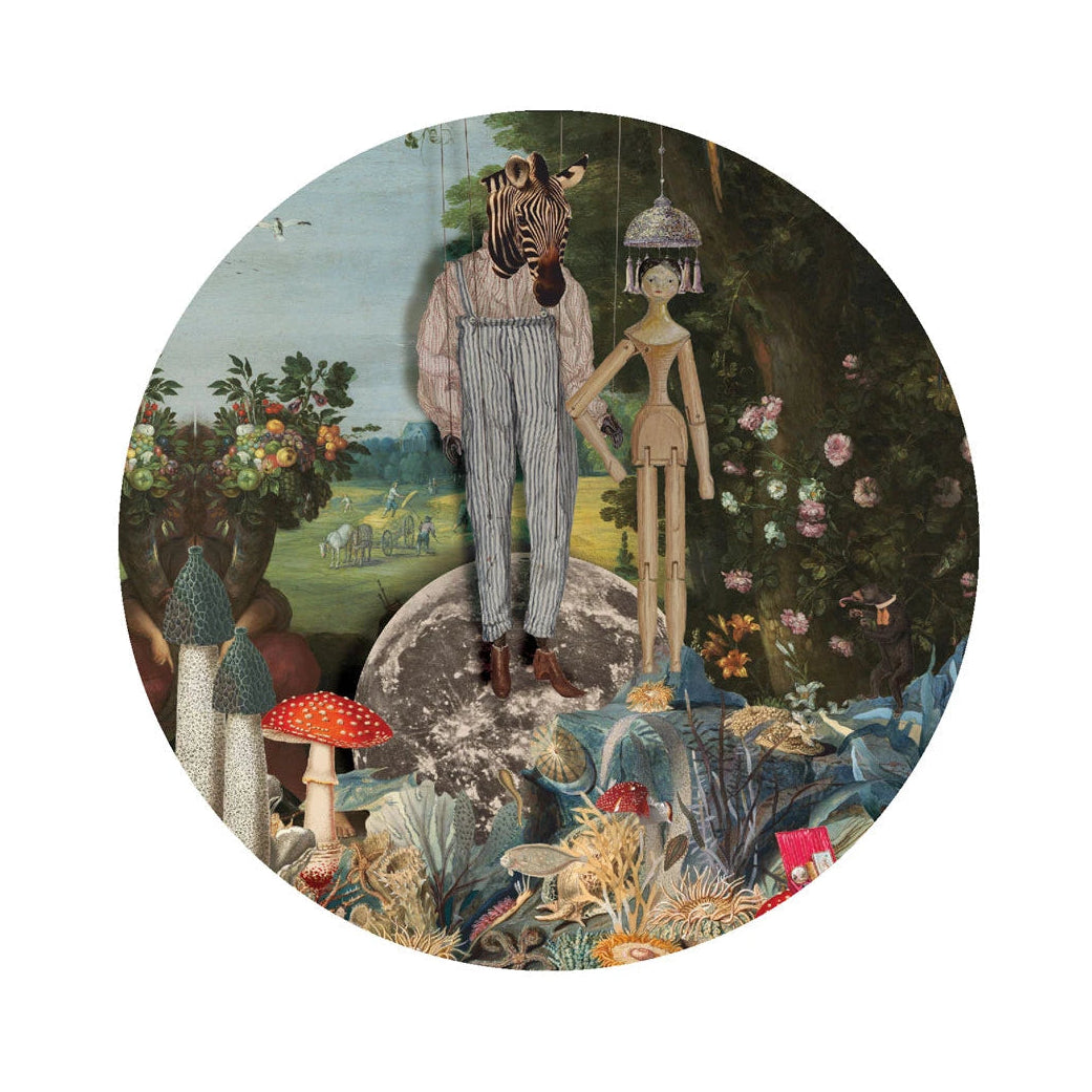 Mural w kształcie koła DOTS - PUPPETS ciemnozielony z niebieskim