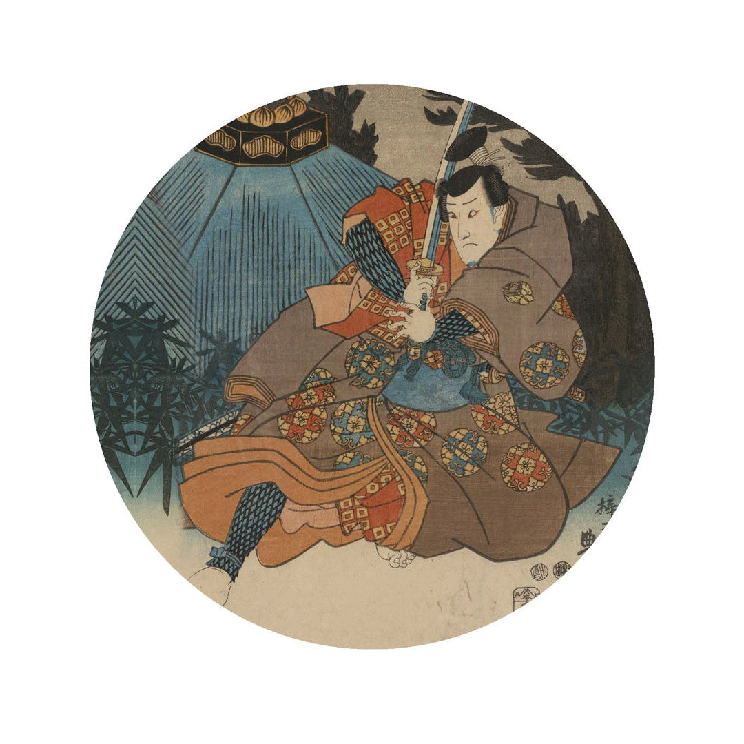 Mural w kształcie koła DOTS - WARRIOR ETHOS brązowy z beżowym