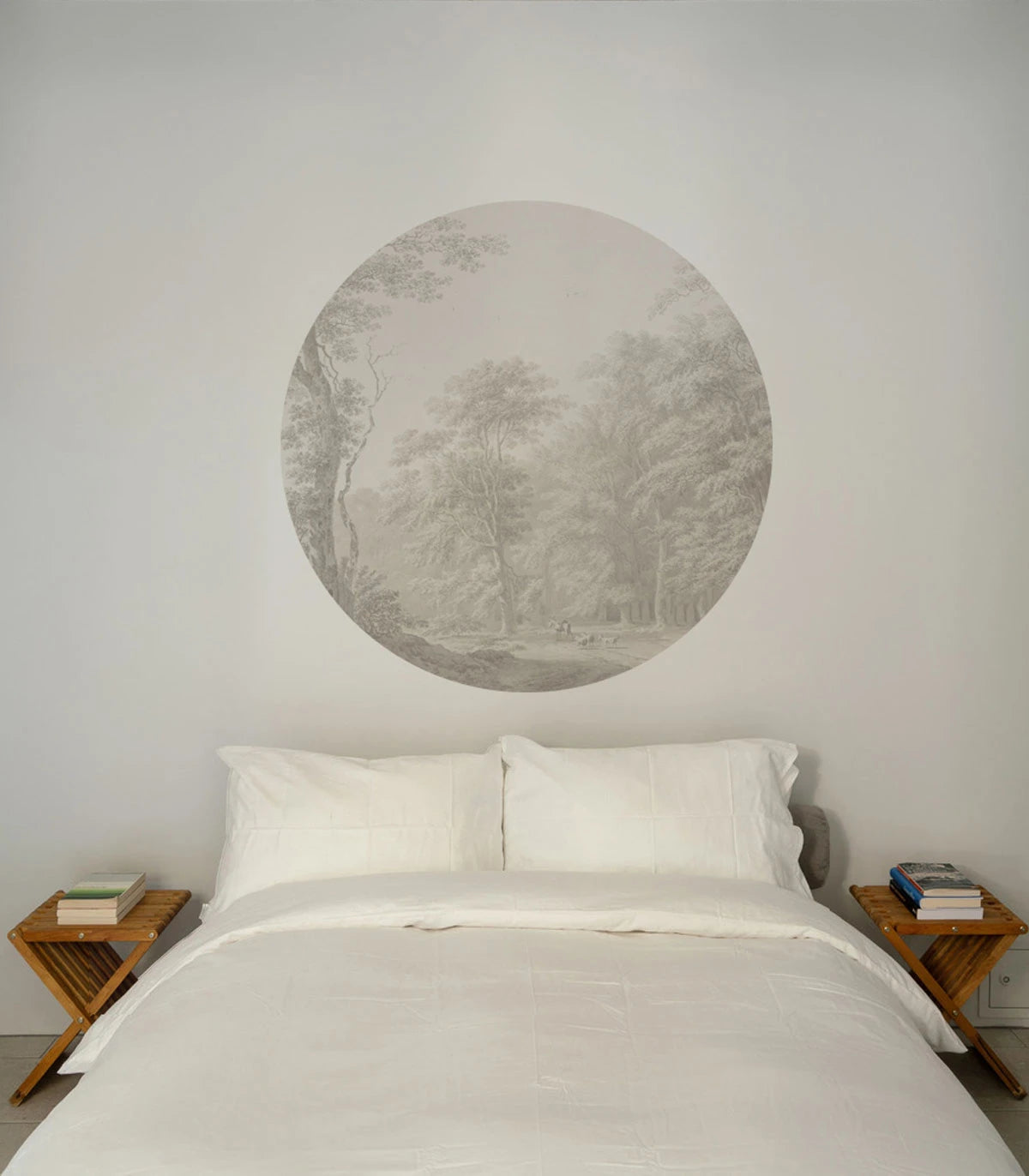 Wandbild in Kreisform DOTS - WASSERFARBE HAIN beige