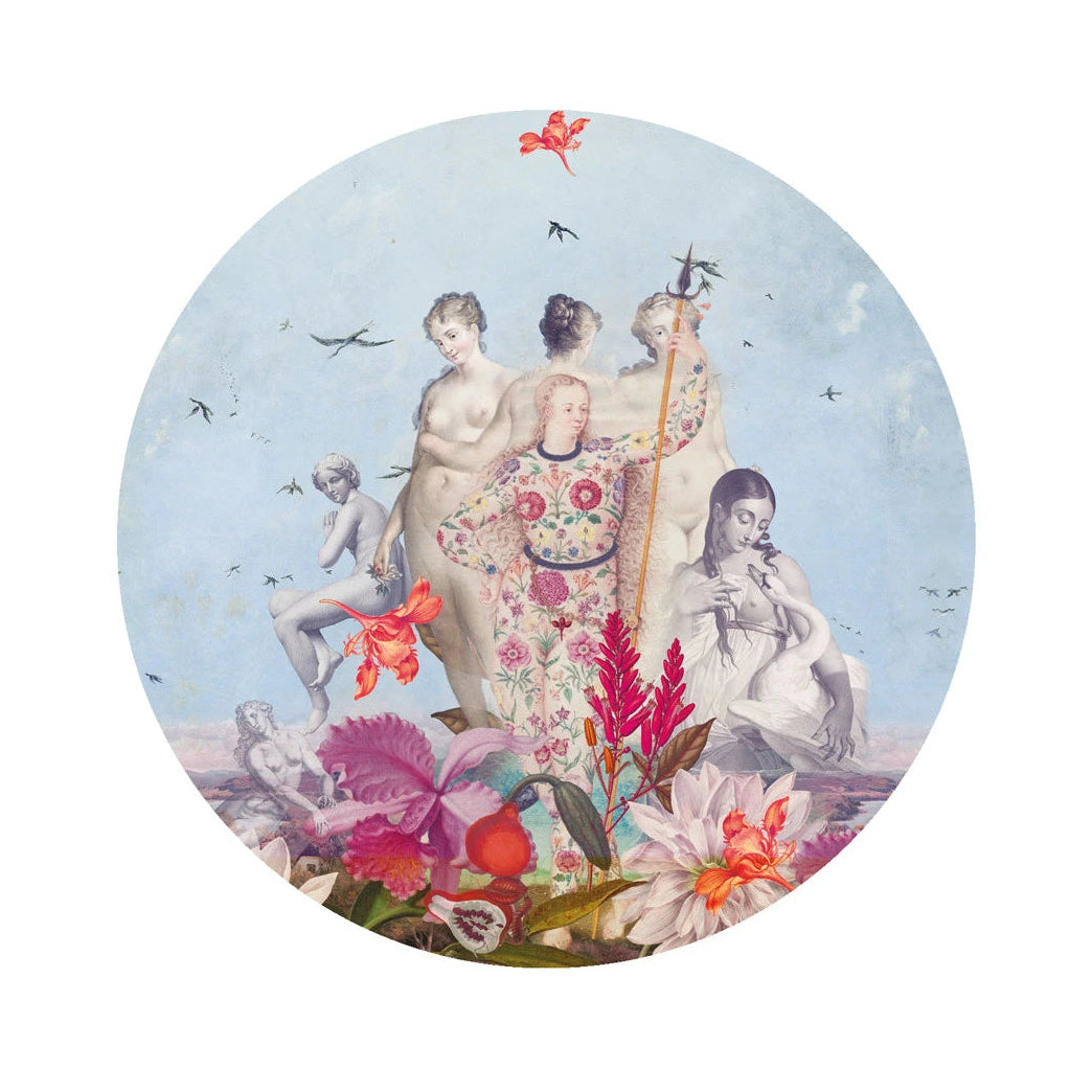 Circle-shaped Mural DOTS - WOMENS DAY blue