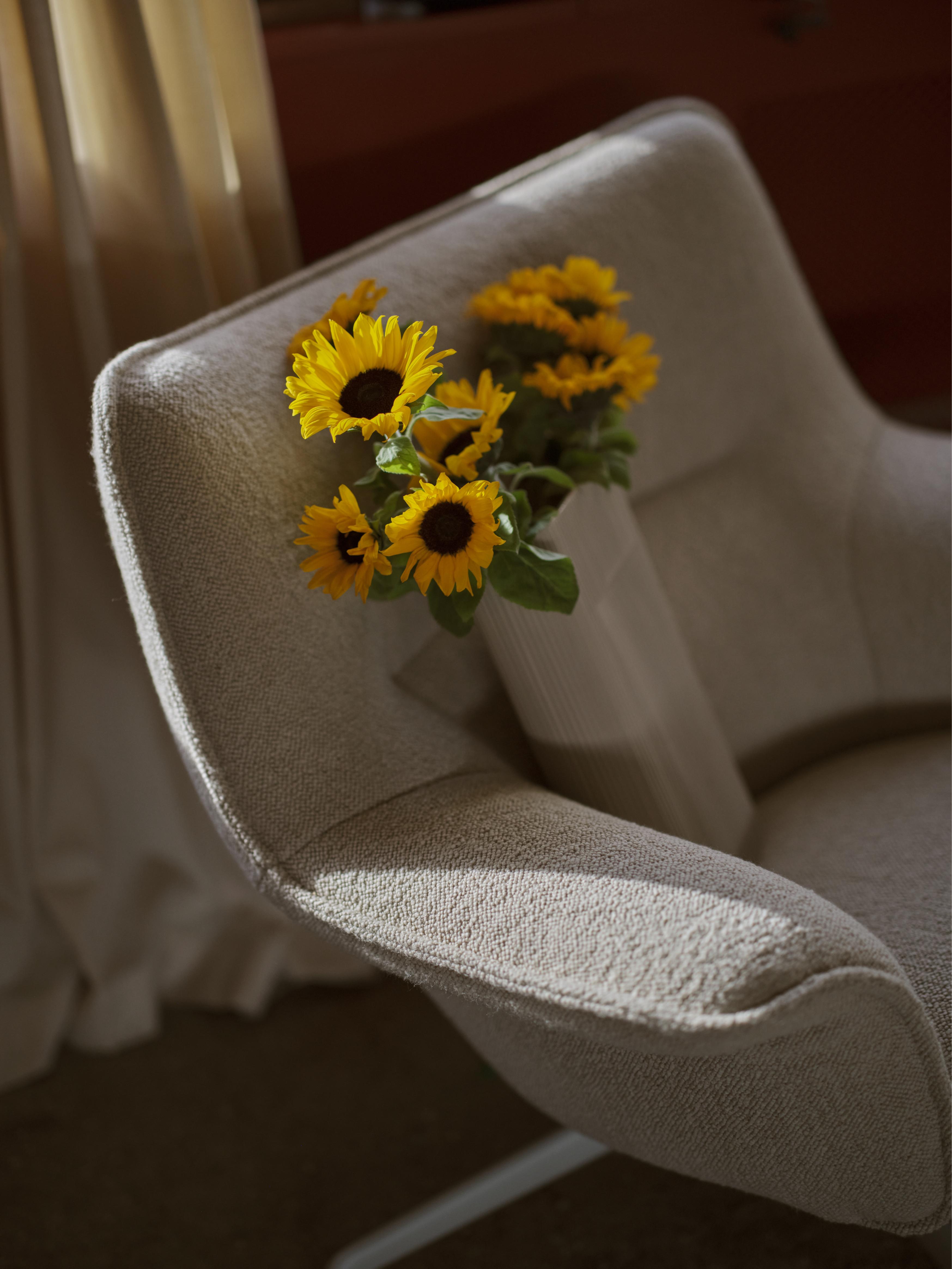 DOZE Beige Swivel Armchair with Light Gray Base