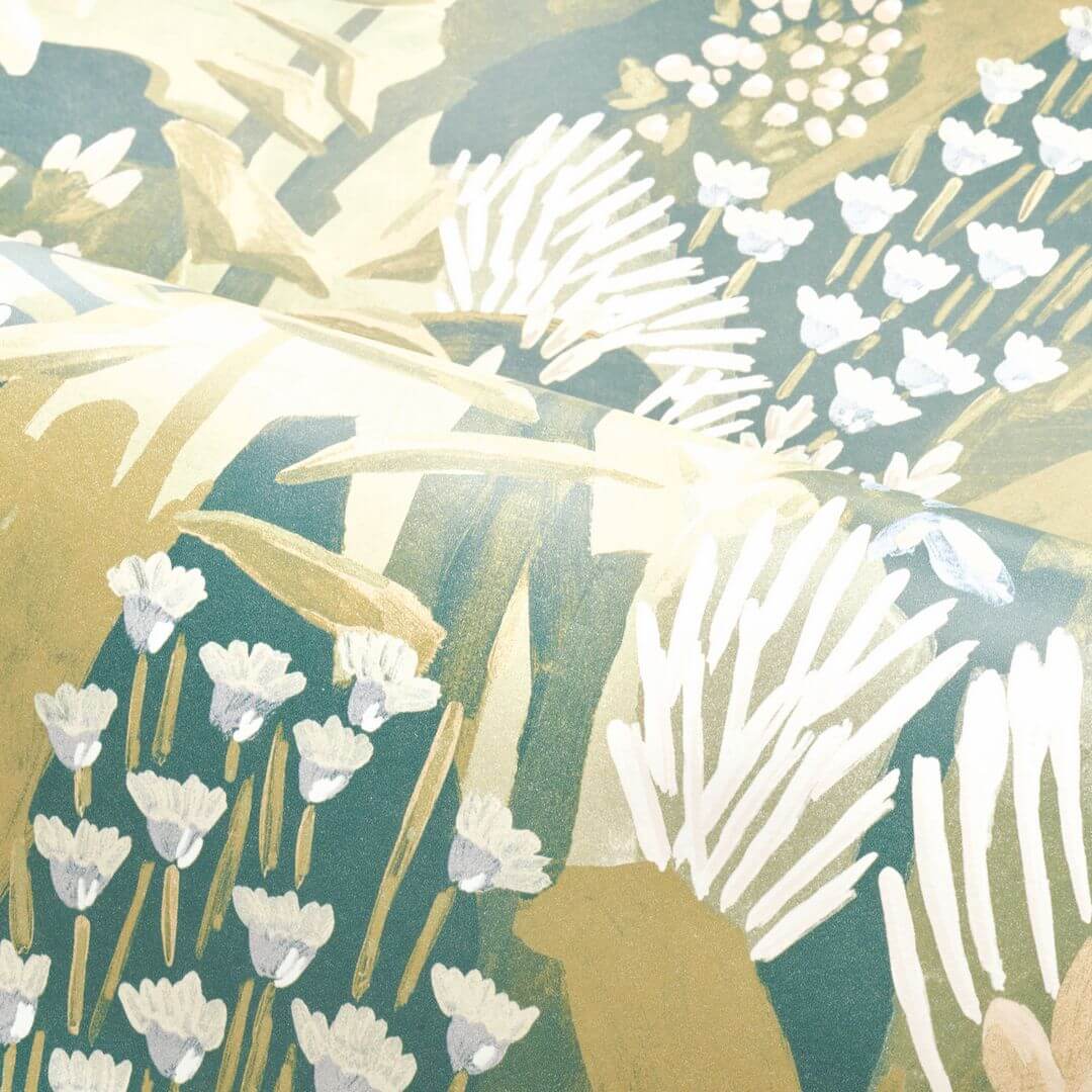 Tapeta flizelinowa z motywem roślinnym ERICA - SAUGE/LILAS szarozielony