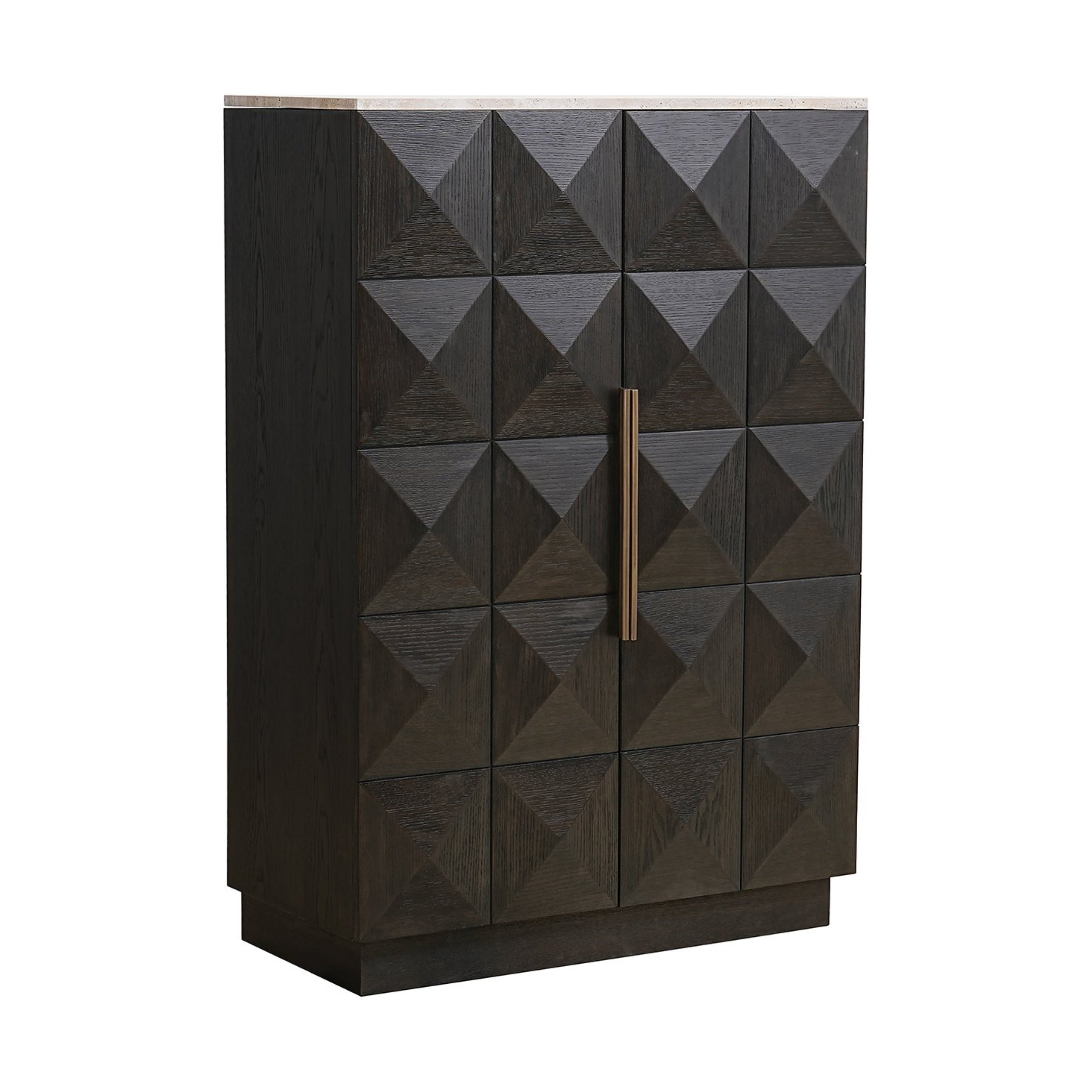 Hohe Kommode CLAREMONT braun mit beigem Stein