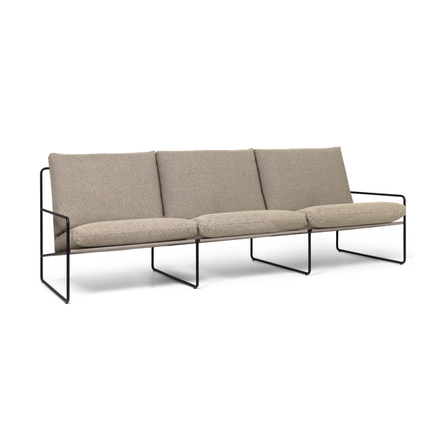Sofa 3-osobowa zewnętrzna DESERT beżowy z czarną podstawą