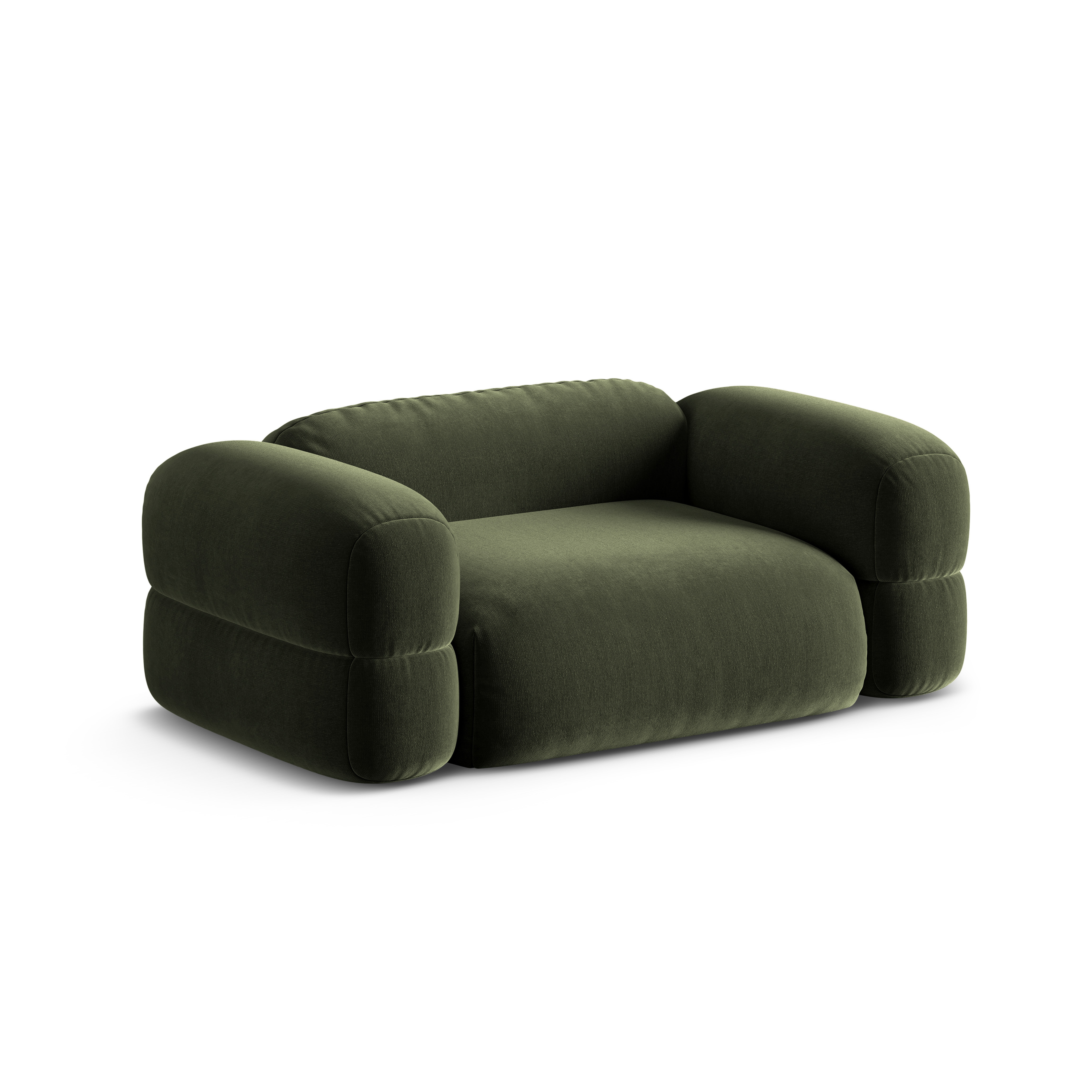Sofa aksamitna 2-osobowa ROGER oliwkowy