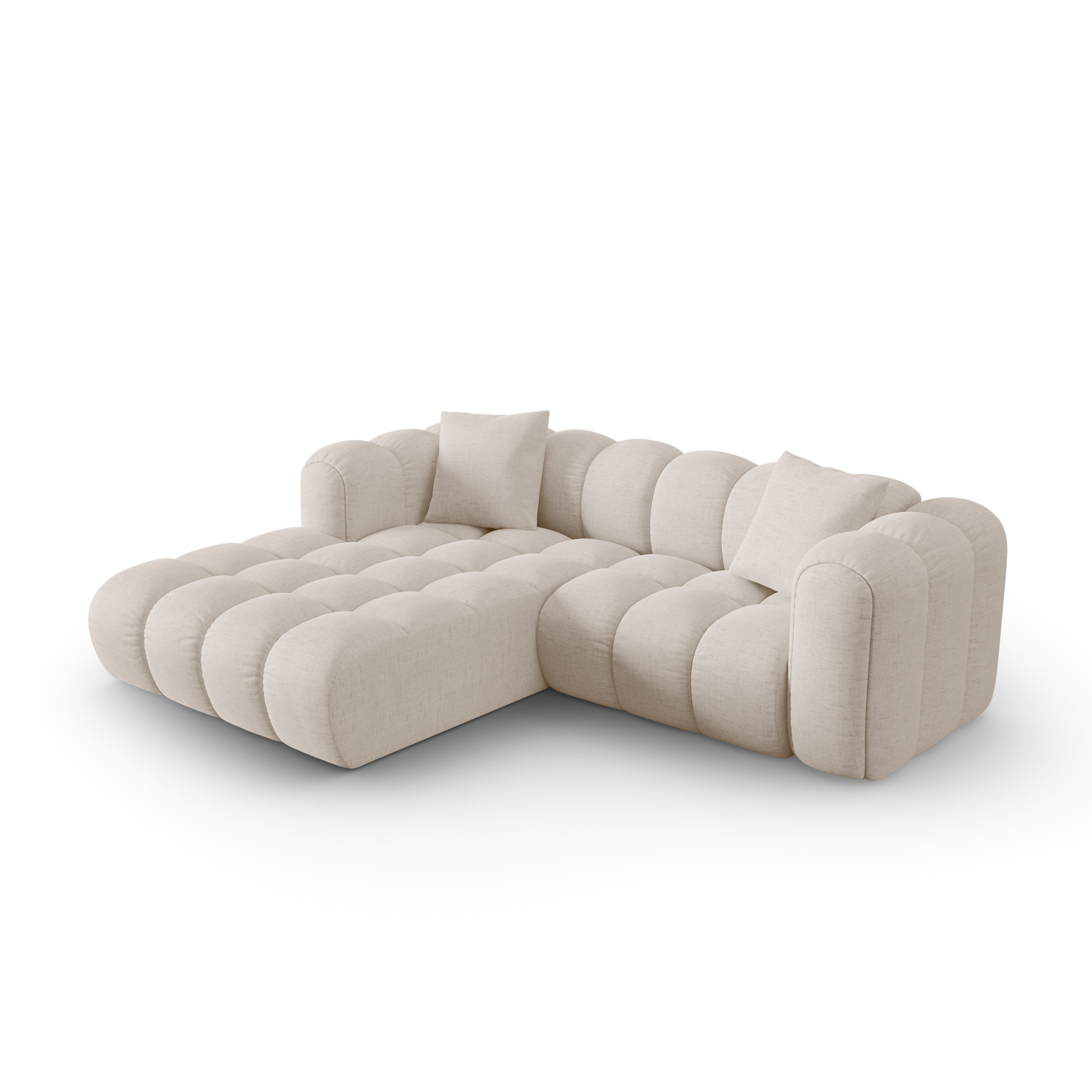 3-sitziger linksseitiger Ecksofa ASTRO beige Chenille
