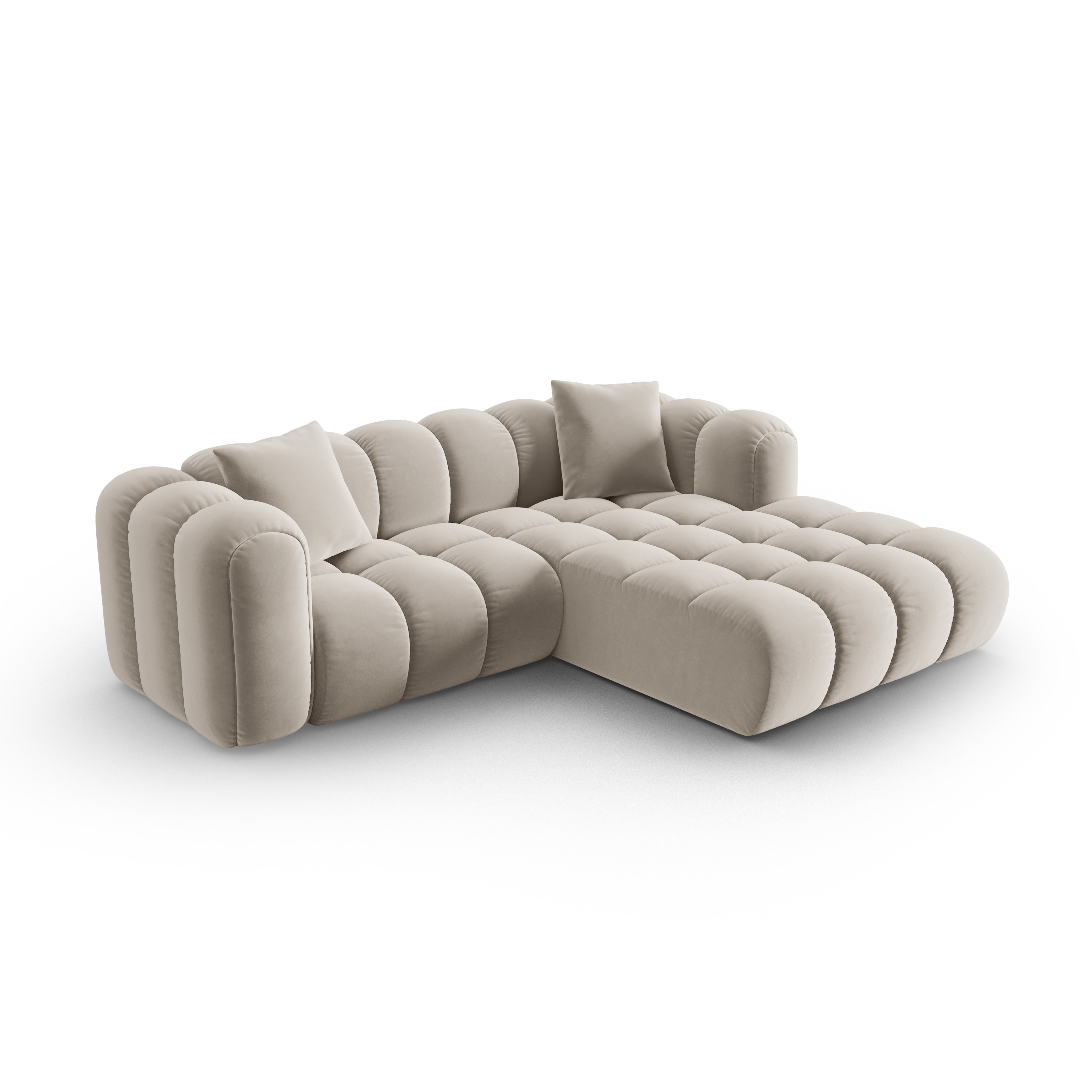 Samt-Ecksofa 3-sitzig rechts ASTRO ecru