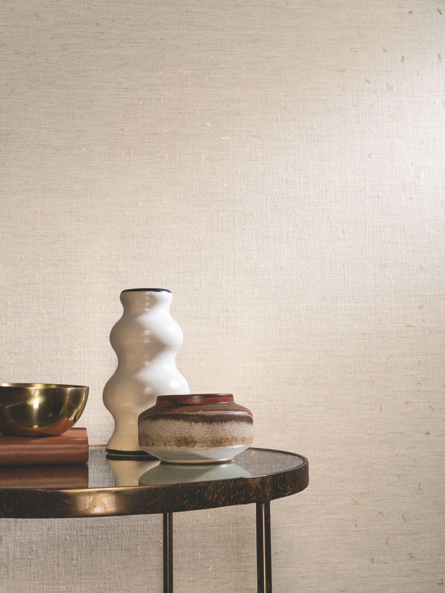 Metallic textile wallpaper PEPITE - SAND greige