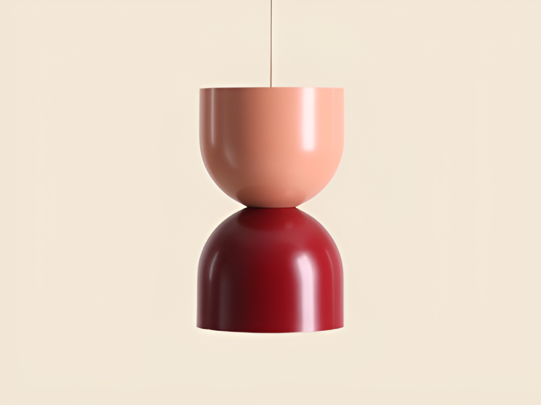 Lui coral hanging lamp with burgundy