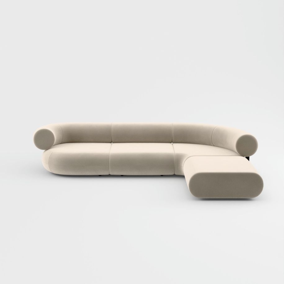 L -shaped modular corner upholstered