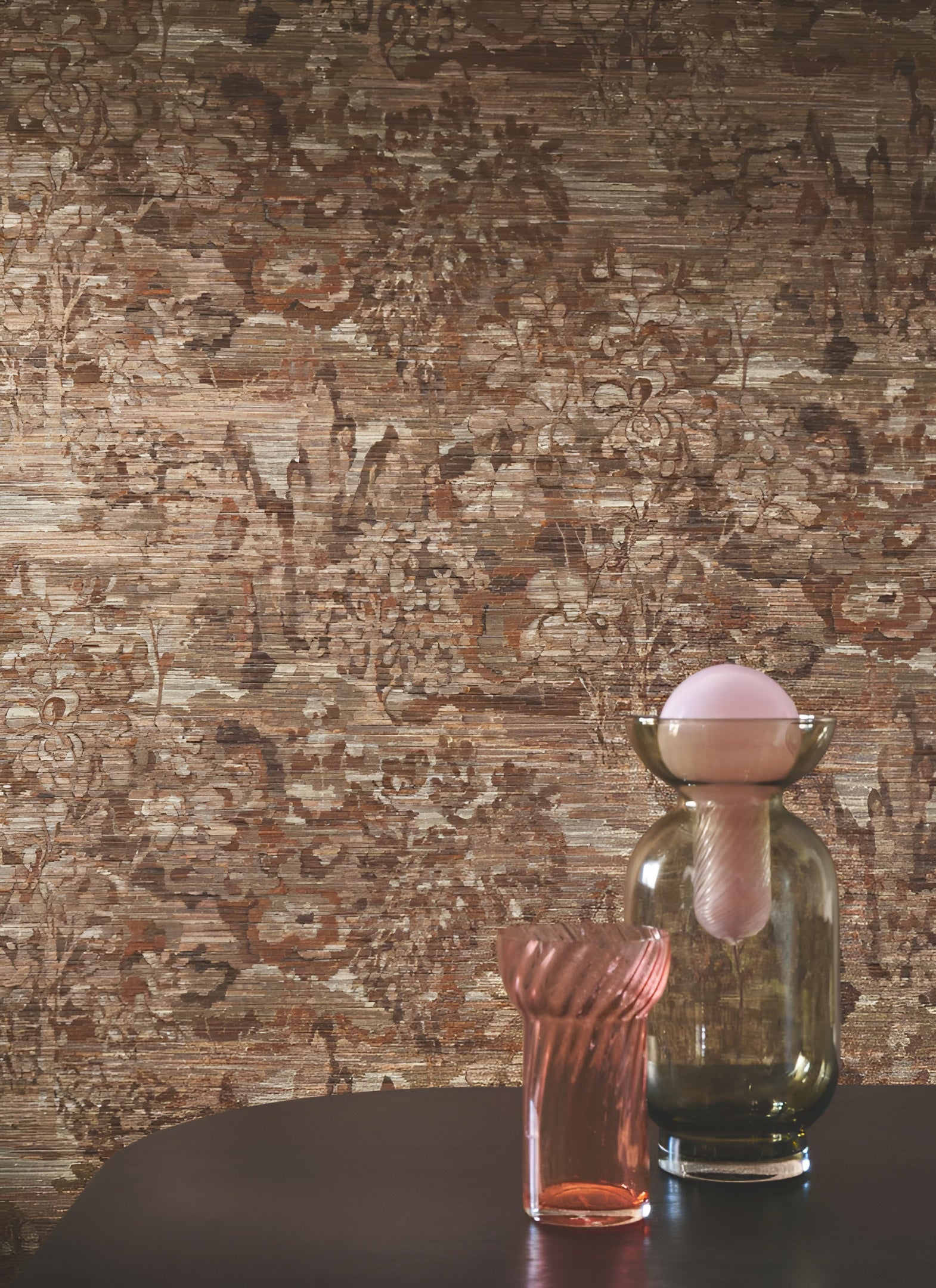 Tapeta tekstylna strukturalna z roślinnym wzorem VERDURE - ORANGE BRULÉ palona pomarańcza