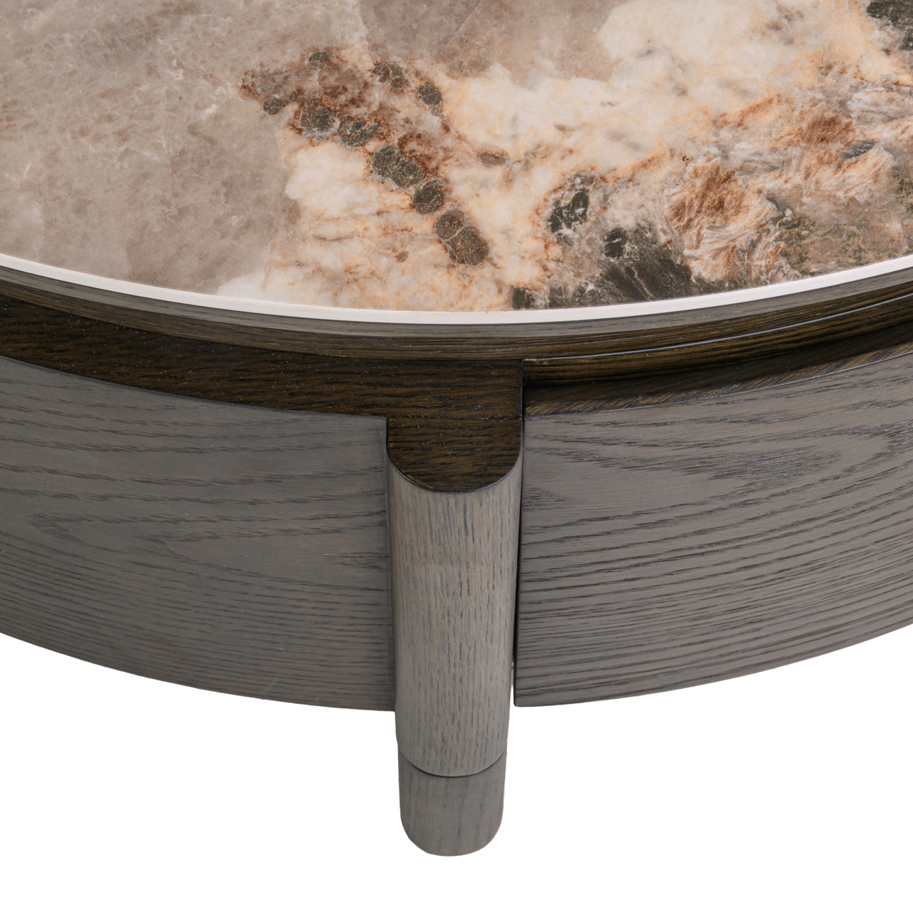 Stolik kawowy LANGFORD drewno dębowe z ceramicznym blatem