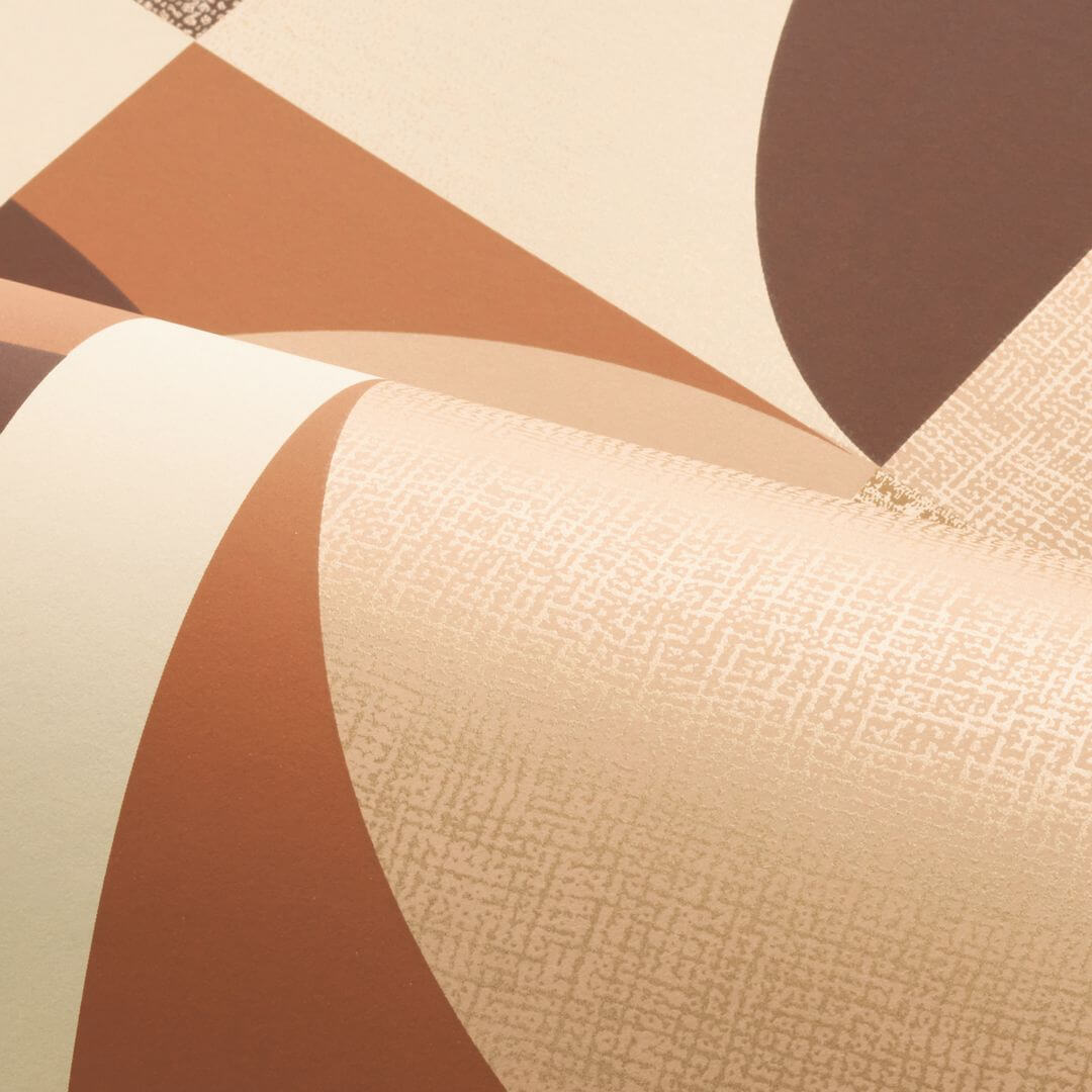 Tapeta z geometrycznym wzorem BARILLET - TERRACOTTA/PEAU DE PÊCHE terakota z brzoskwinią