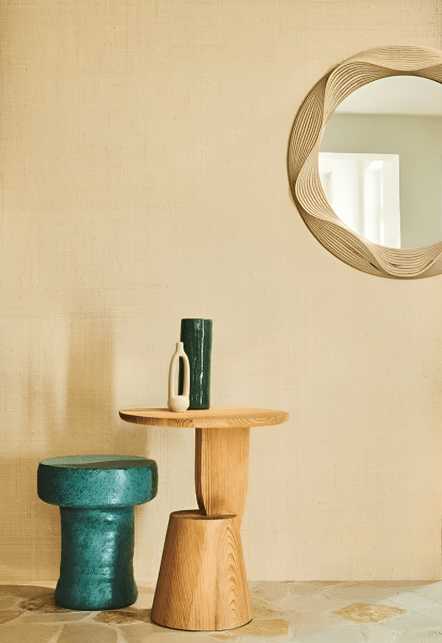 Natural structural wallpaper made of rattan PALAWAN - NATUREL beige