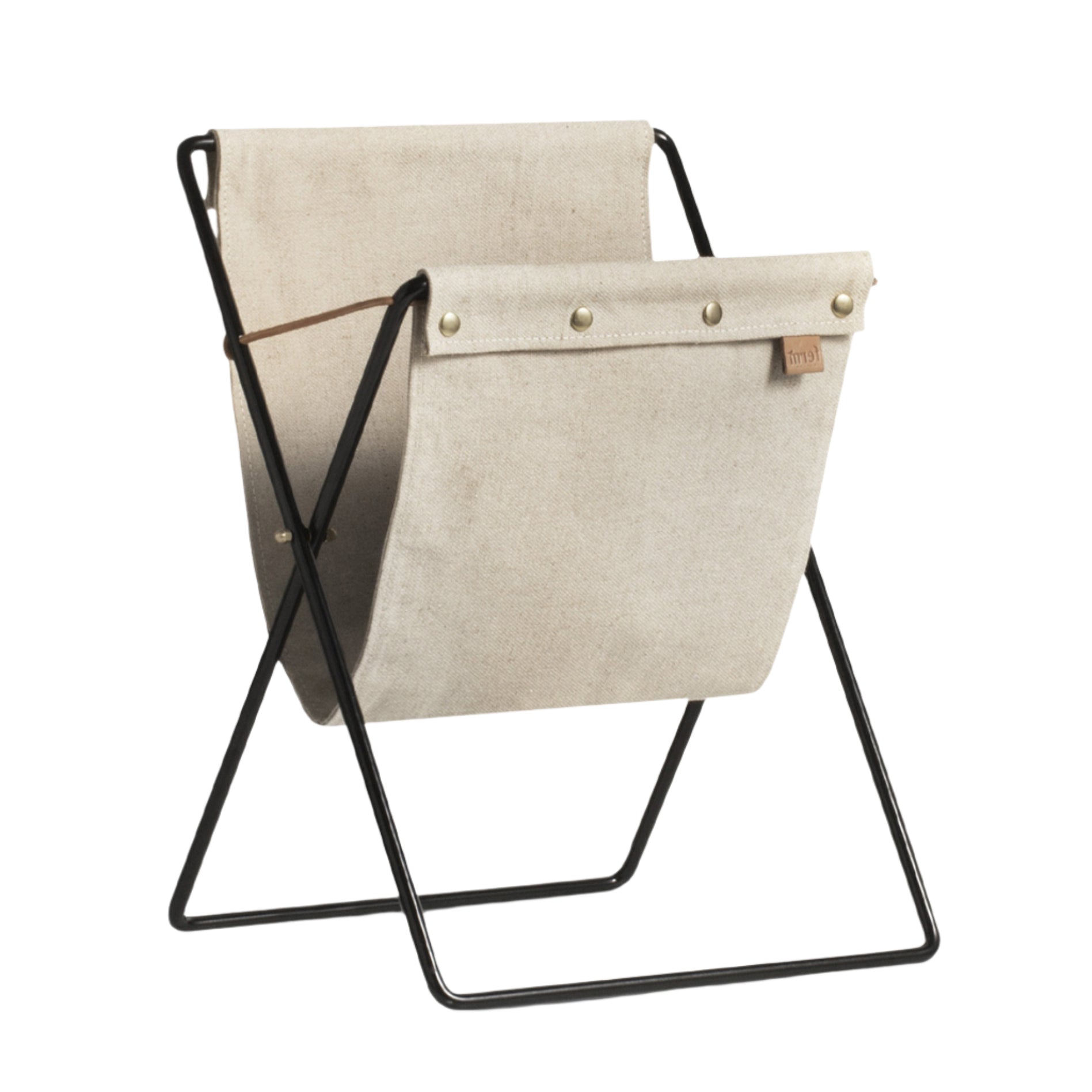 HERMAN beige magazine rack with a black base