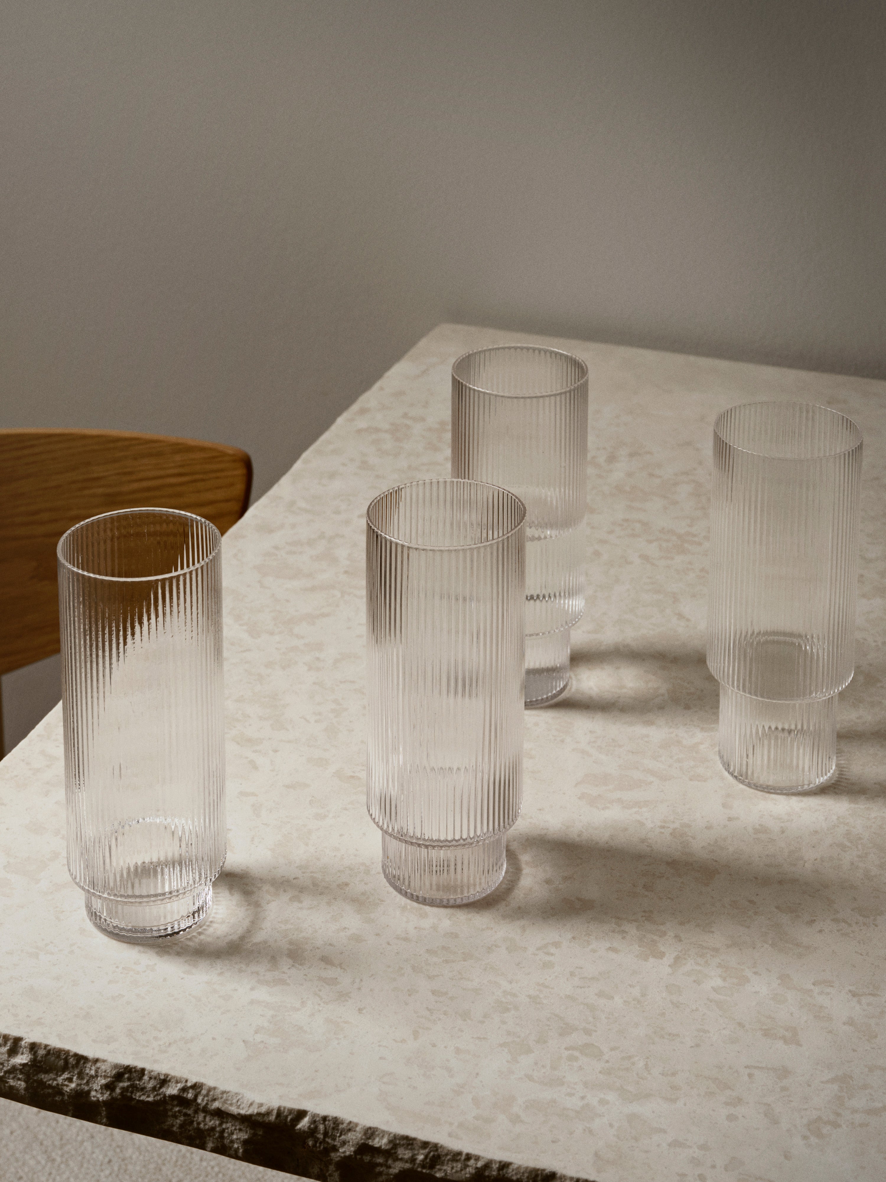 Set von Cocktailgläsern RIPPLE LONG DRINK aus mundgeblasenem Glas