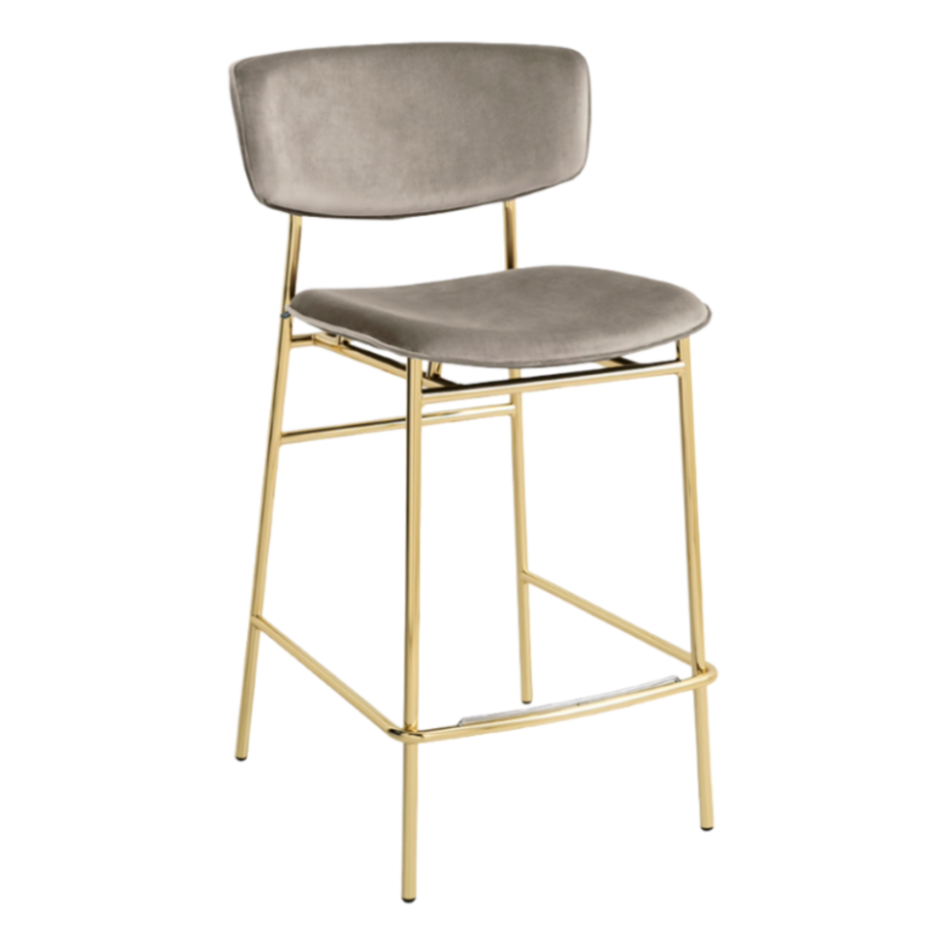 FIFTIES upholstered bar chair with a golden base