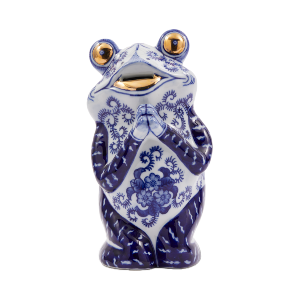 Skarbonka FROG ciemnoniebieska porcelana