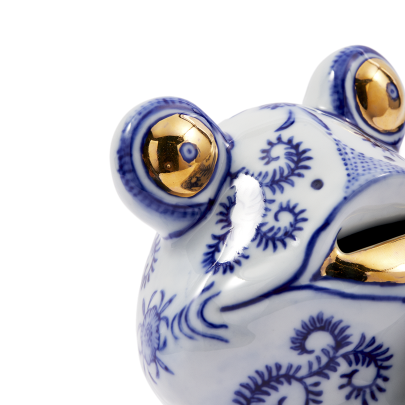 Skarbonka FROG ciemnoniebieska porcelana