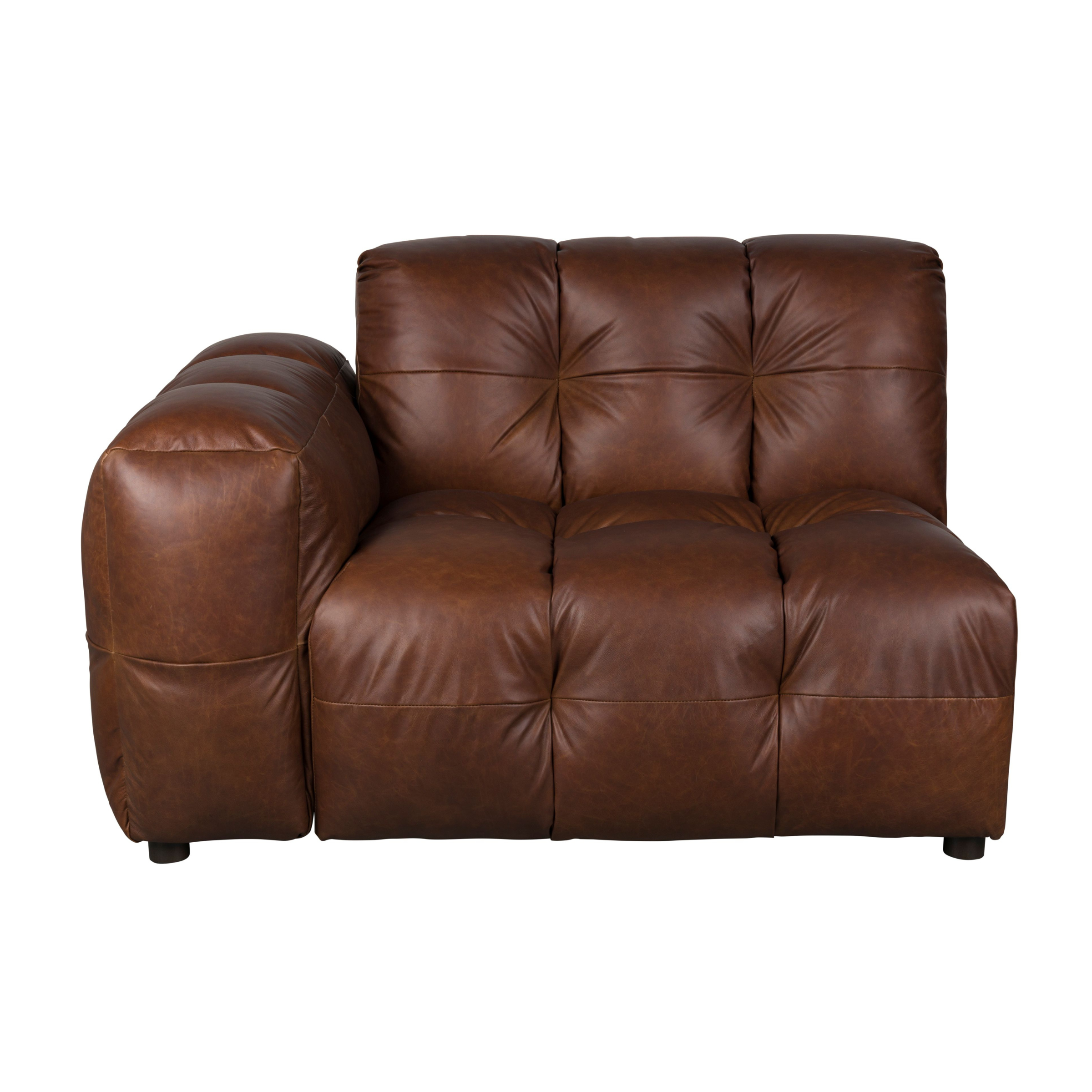 Sofa modułowa HACKMAN - element końcowy lewostronny czekoladowa skóra