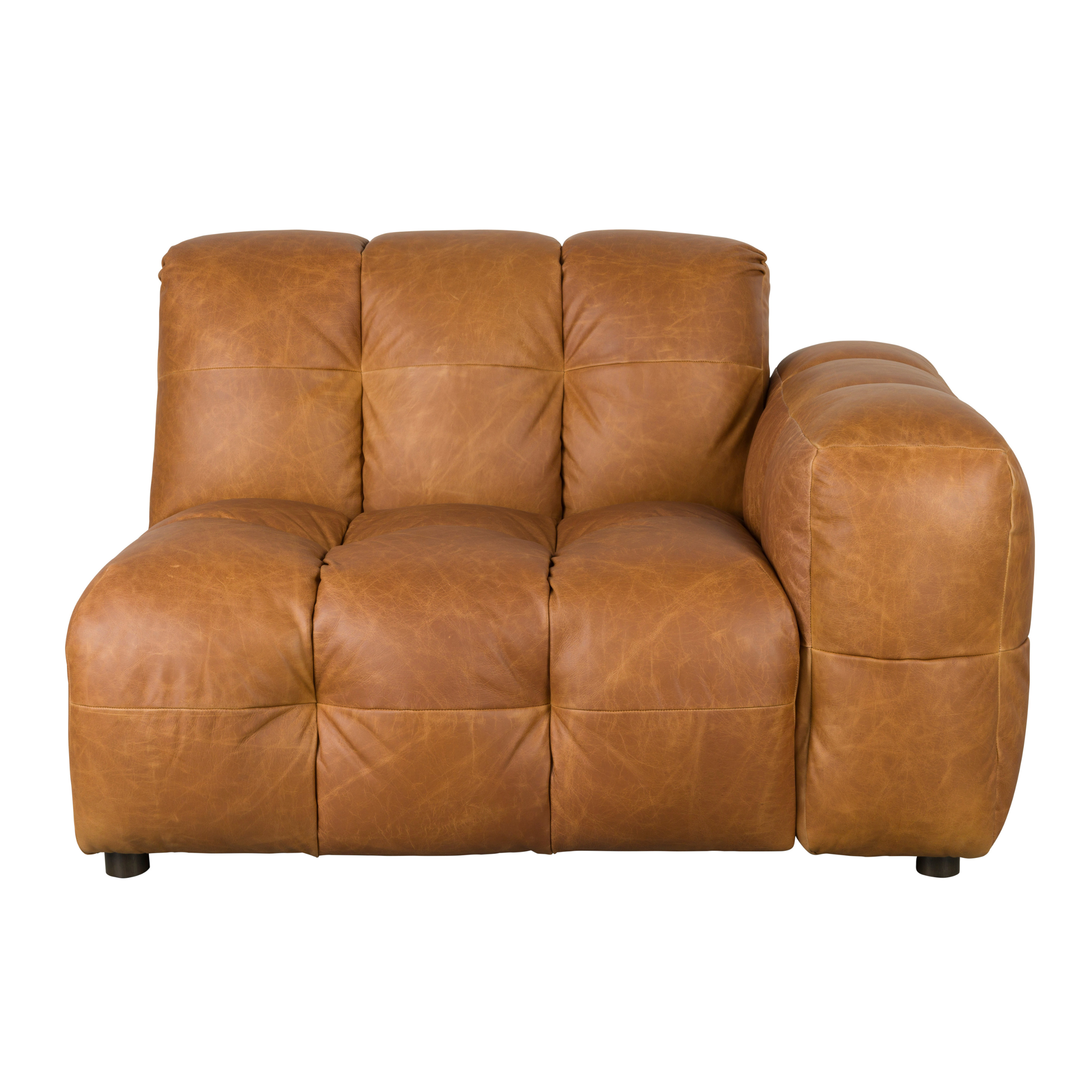 Sofa modułowa HACKMAN - element końcowy prawostronny koniakowa skóra