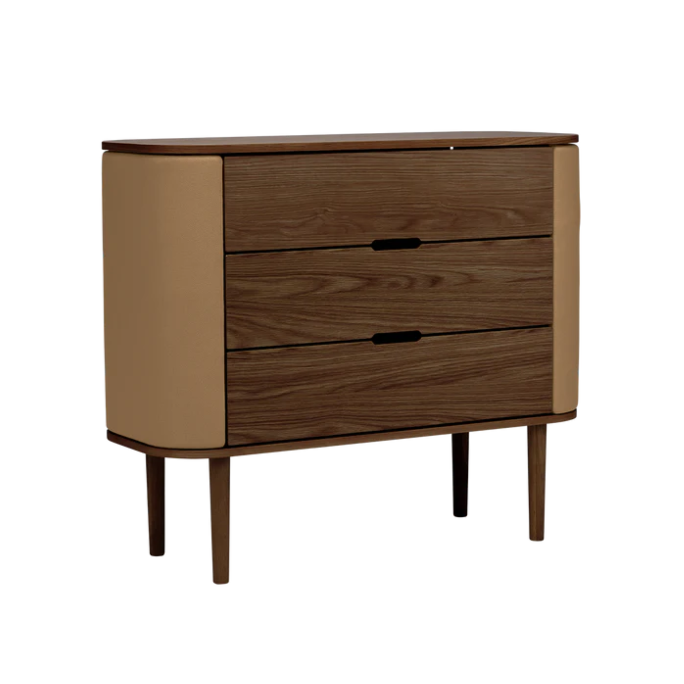 TREASURES cabinet in caramel with a dark oak base