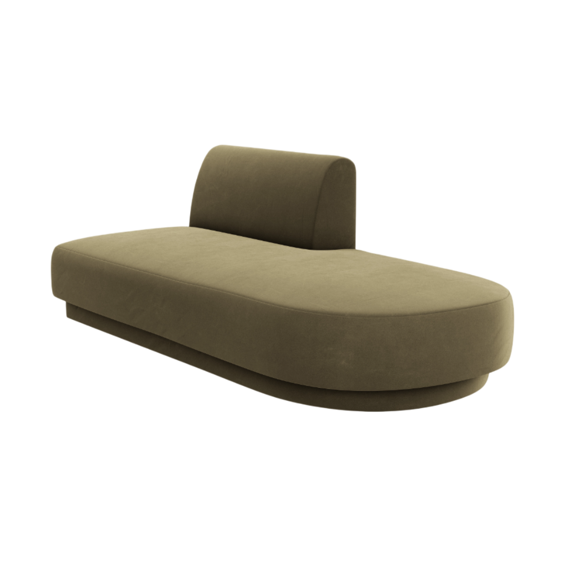 Green Velvet Right-Handed 2-Seater Chaise Longue MILEY