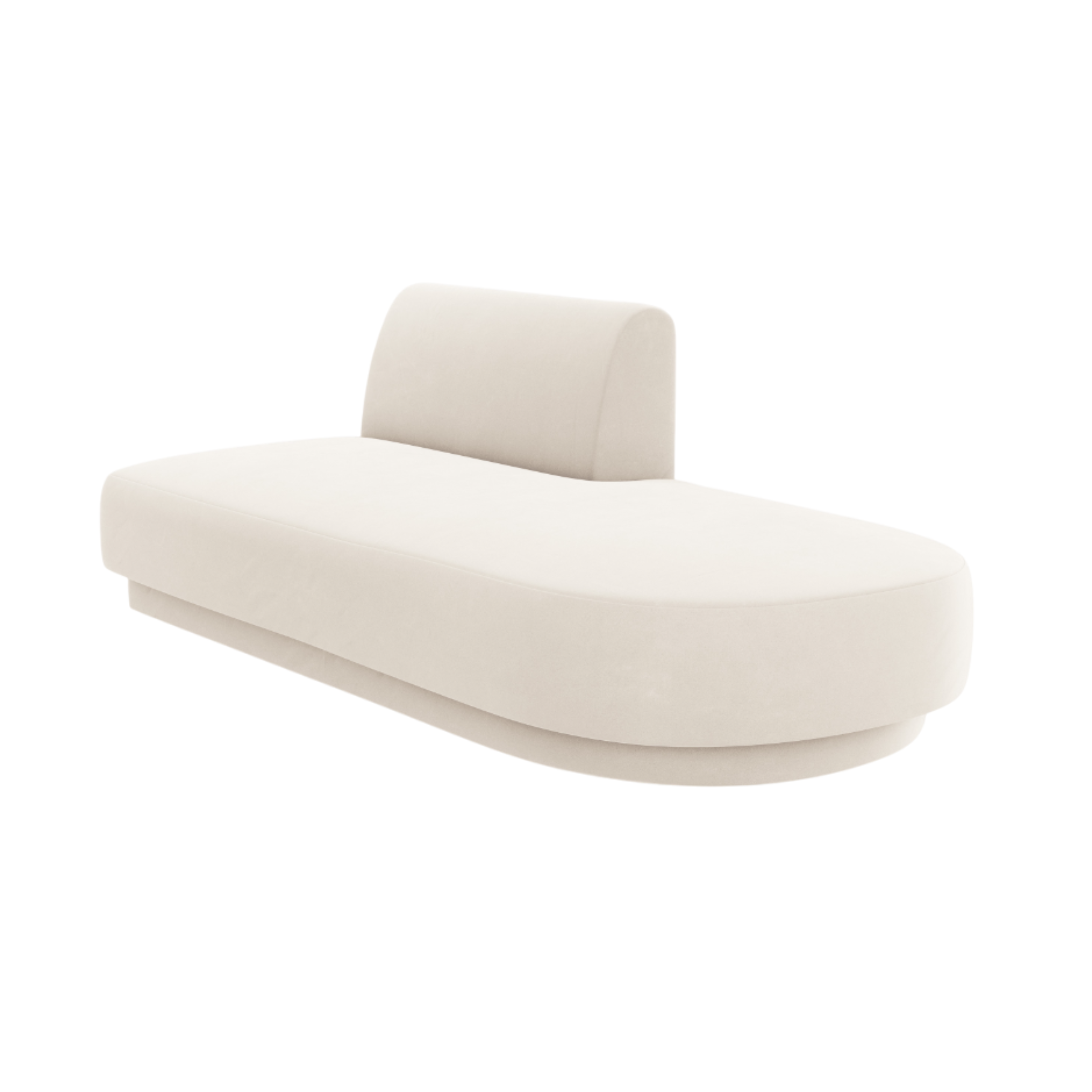 Right-facing velvet 2-seater chaise longue MILEY light beige