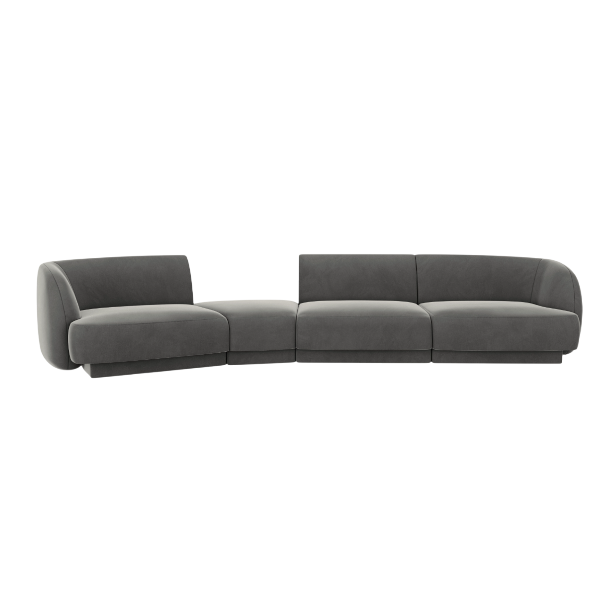 Sofa modułowa lewostronna 6-osobowa aksamitna MILEY jasnoszary
