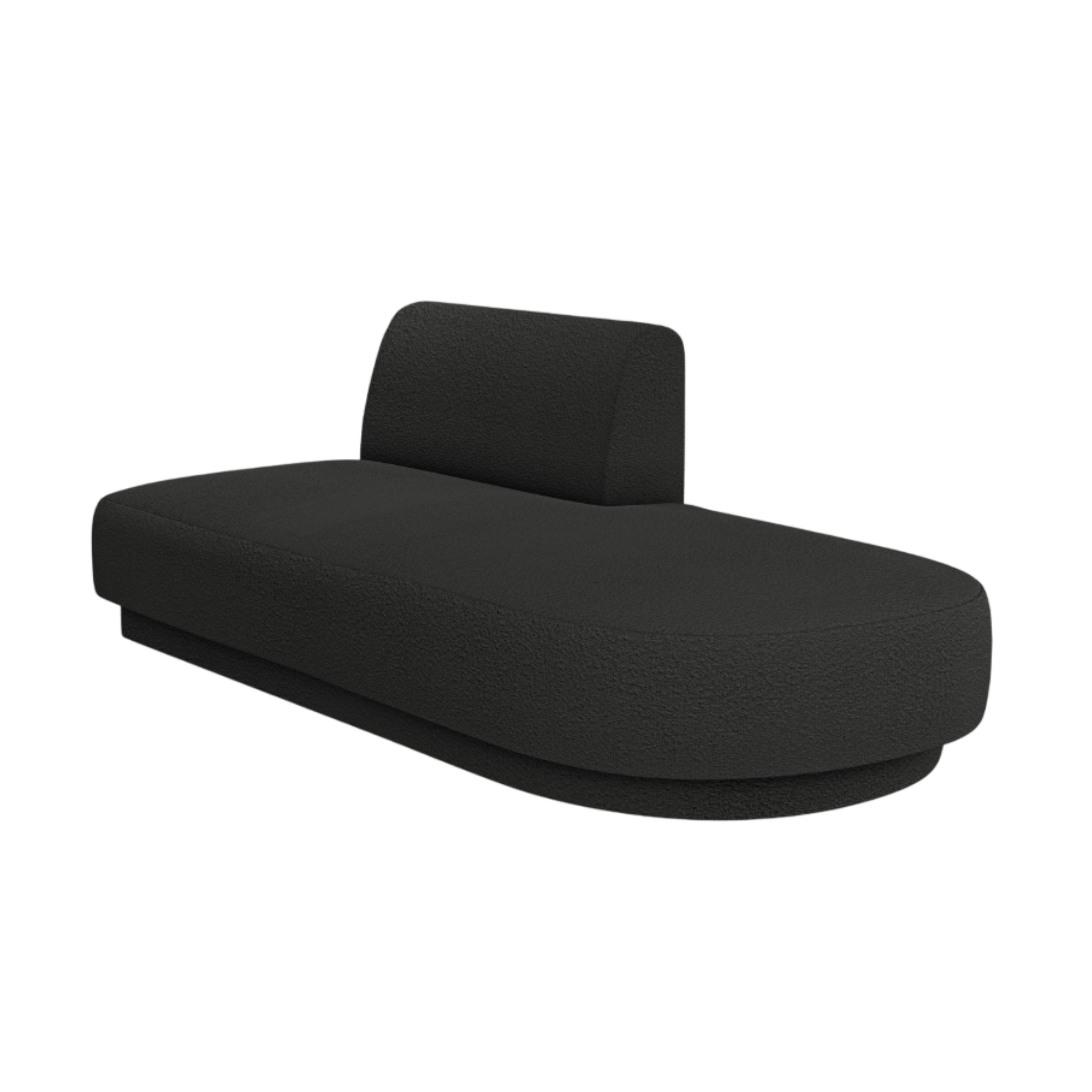 Right-facing 2-seater chaise longue MILEY black boucle