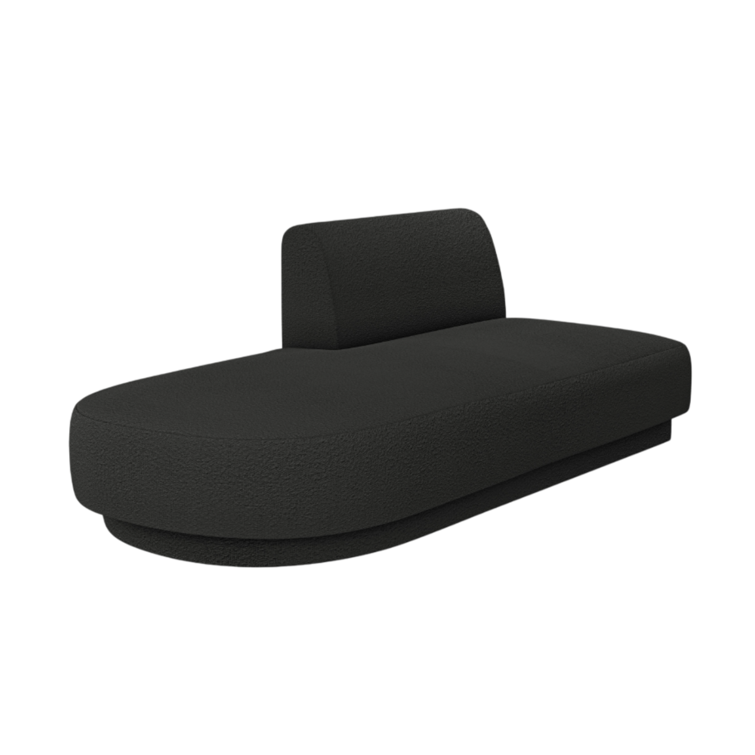 Left-facing 2-seater chaise longue MILEY black boucle