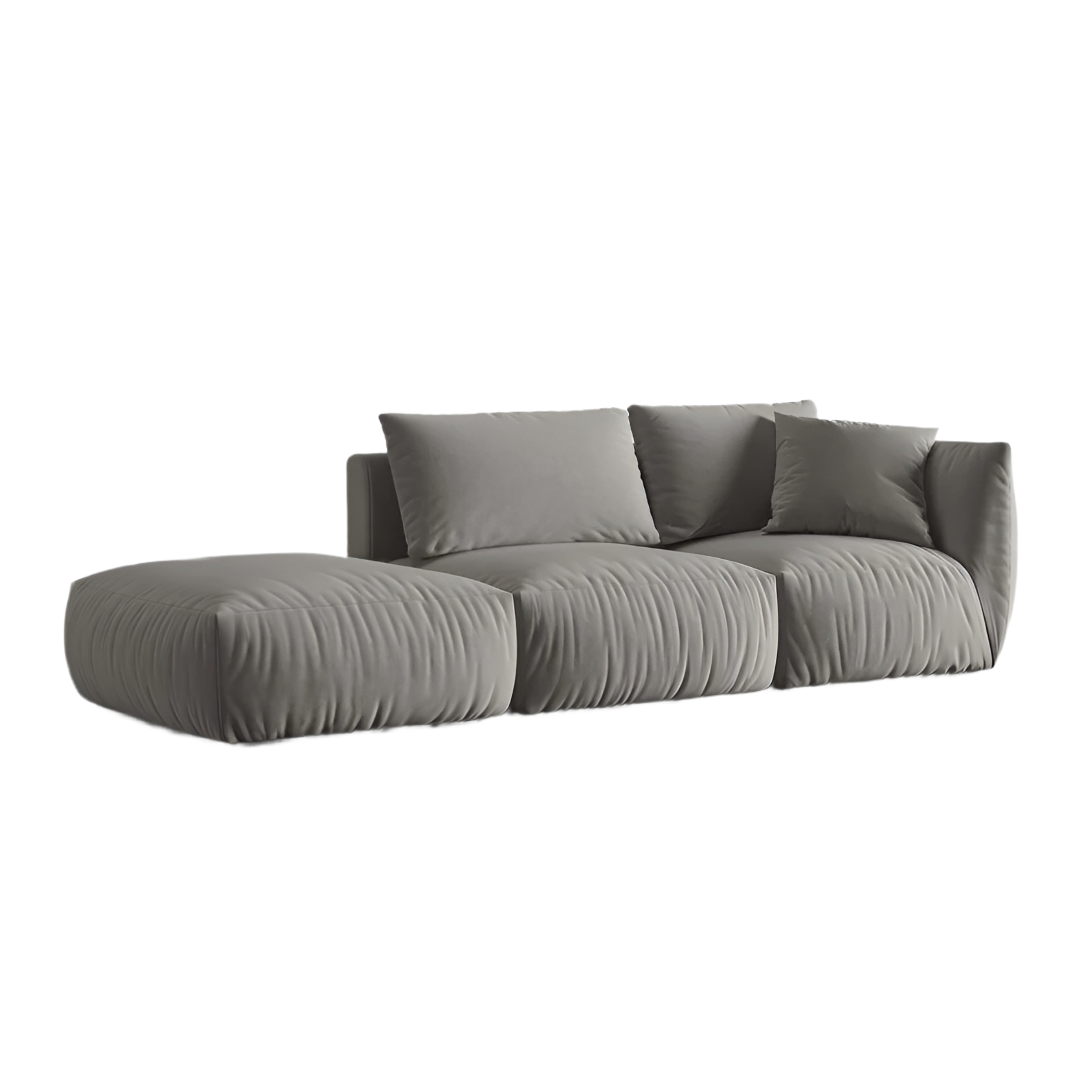 Sofa modułowa aksamitna 3-osobowa lewostronna CHRIS szary