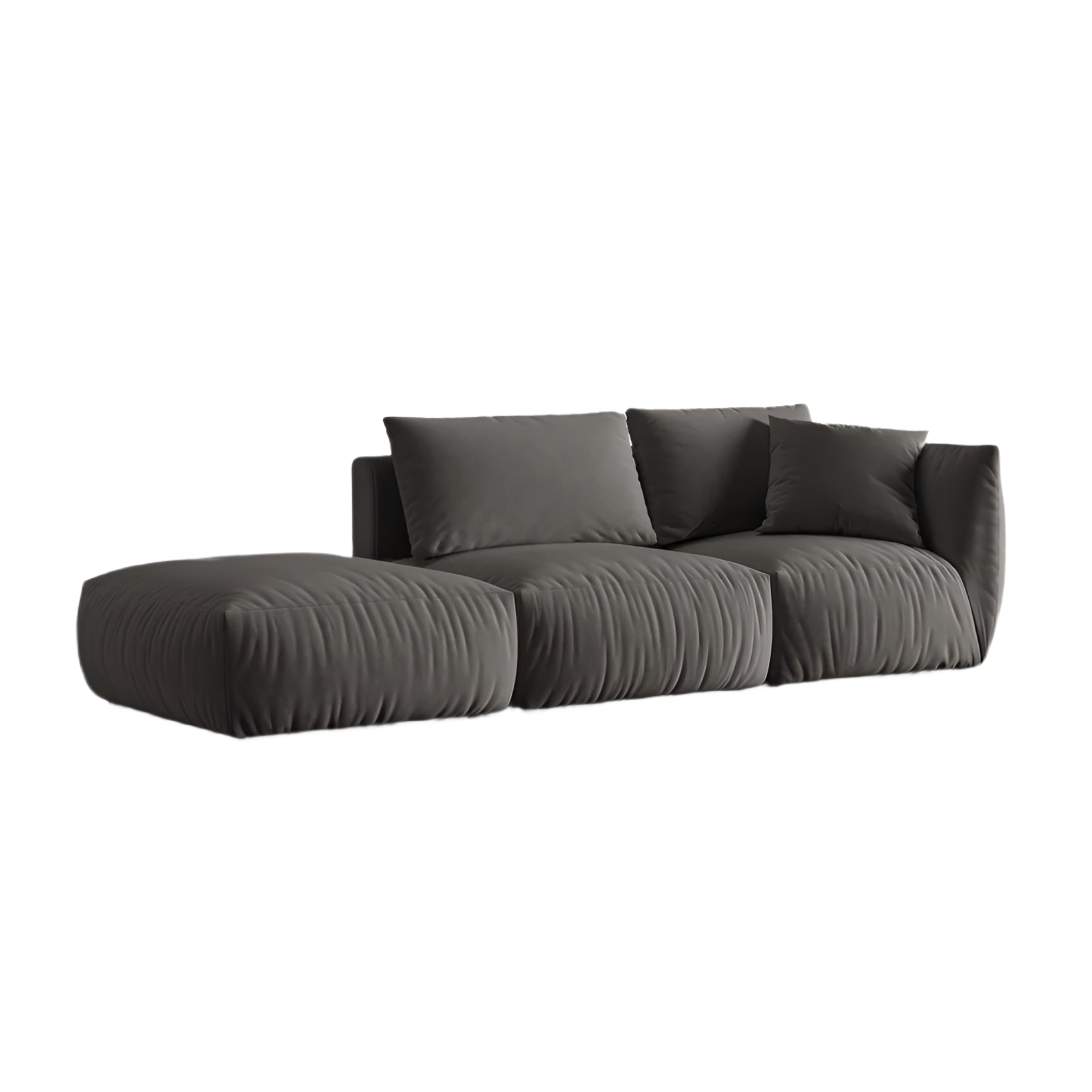 Sofa modułowa aksamitna 3-osobowa lewostronna CHRIS ciemnoszary