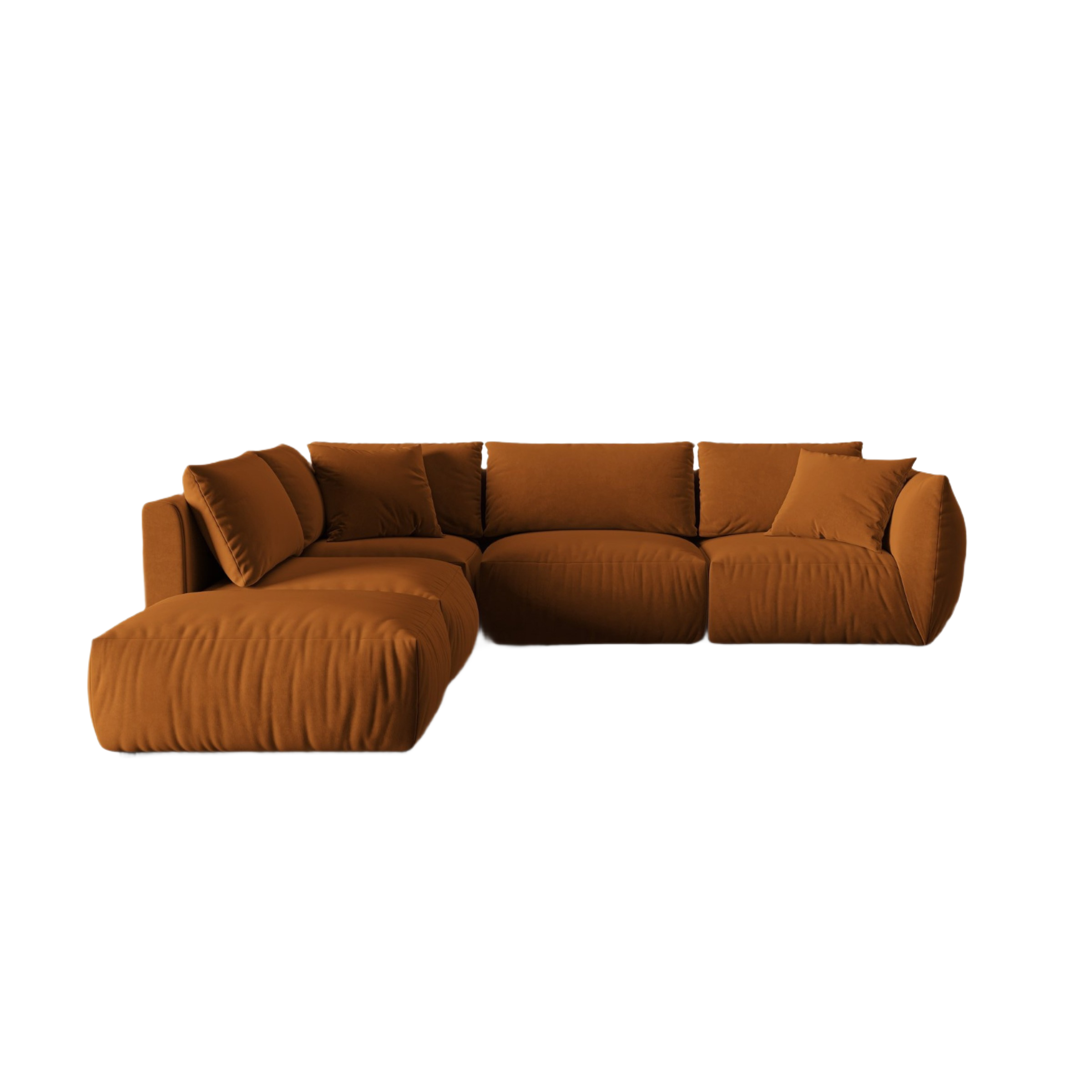 Modulares Samtsofa für 4 Personen, linksseitig CHRIS terrakotta