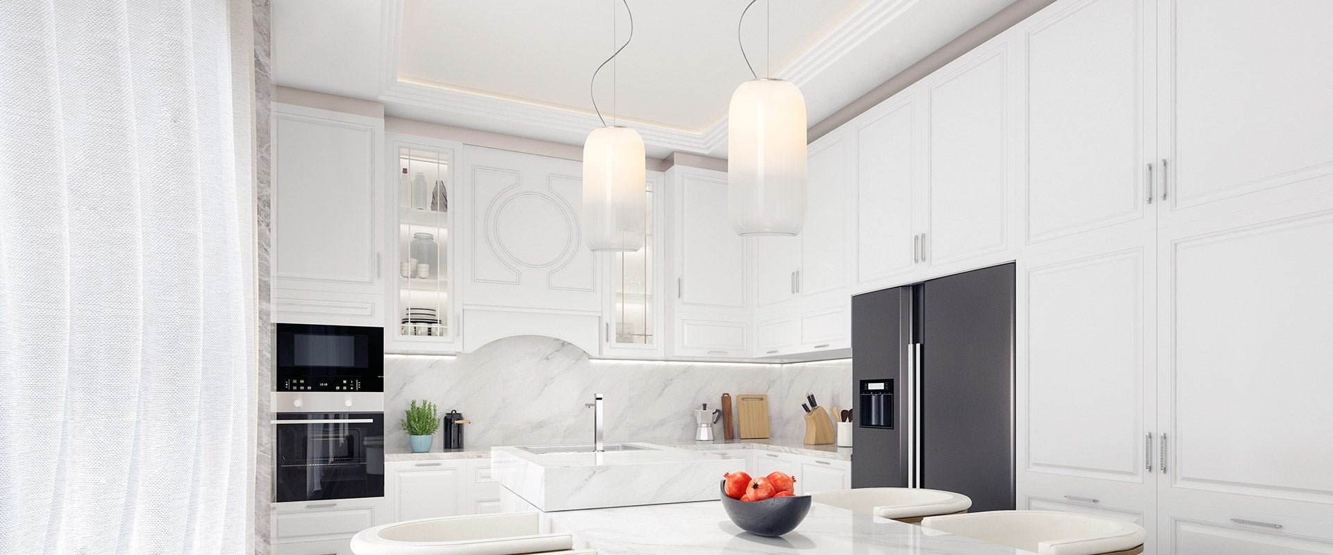 Lampa wisząca GOPLE biały ze srebrnym wykończeniem