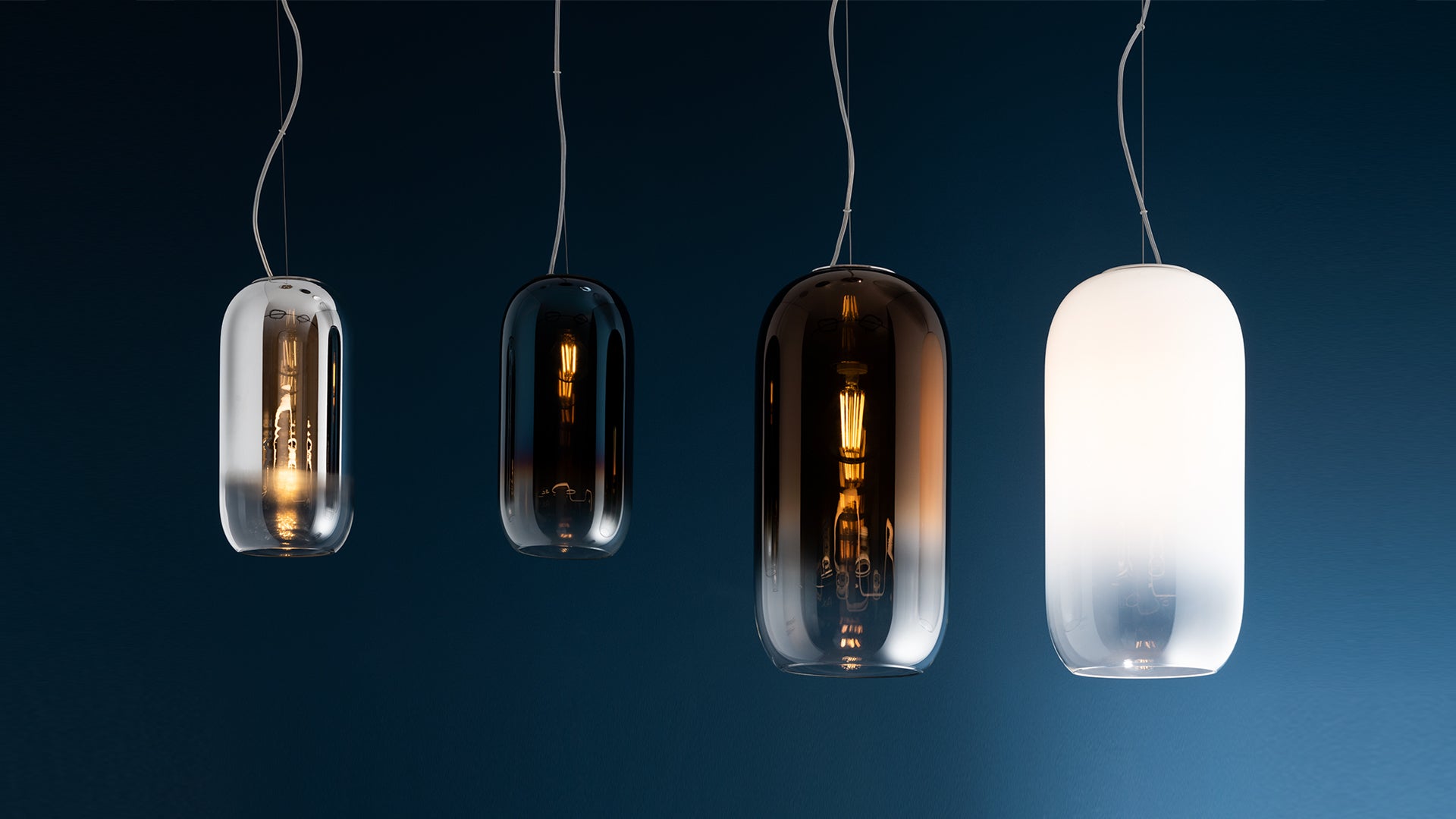 GOPLE Pendant Lamp in Blue with Black Finish