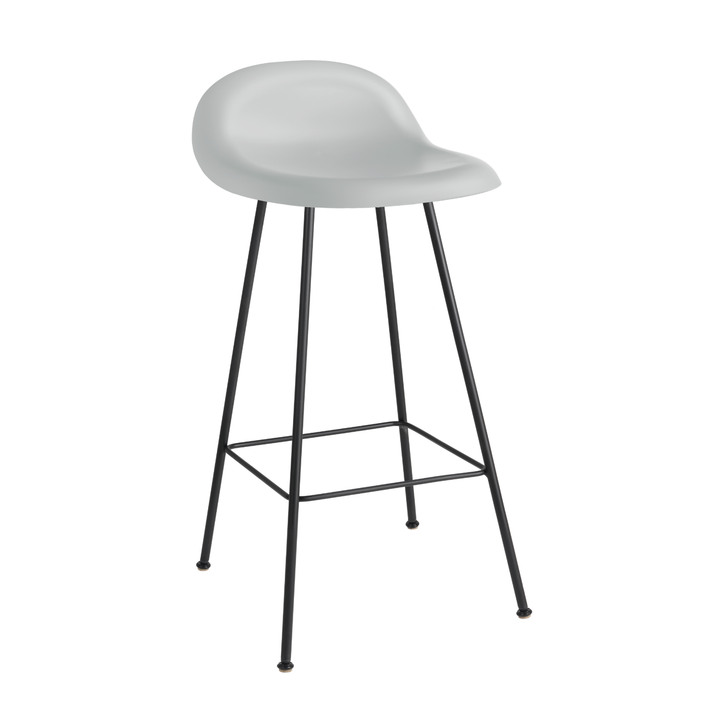 Hocker GUBI 3D graues Sitzpolster mit schwarzem Fuß