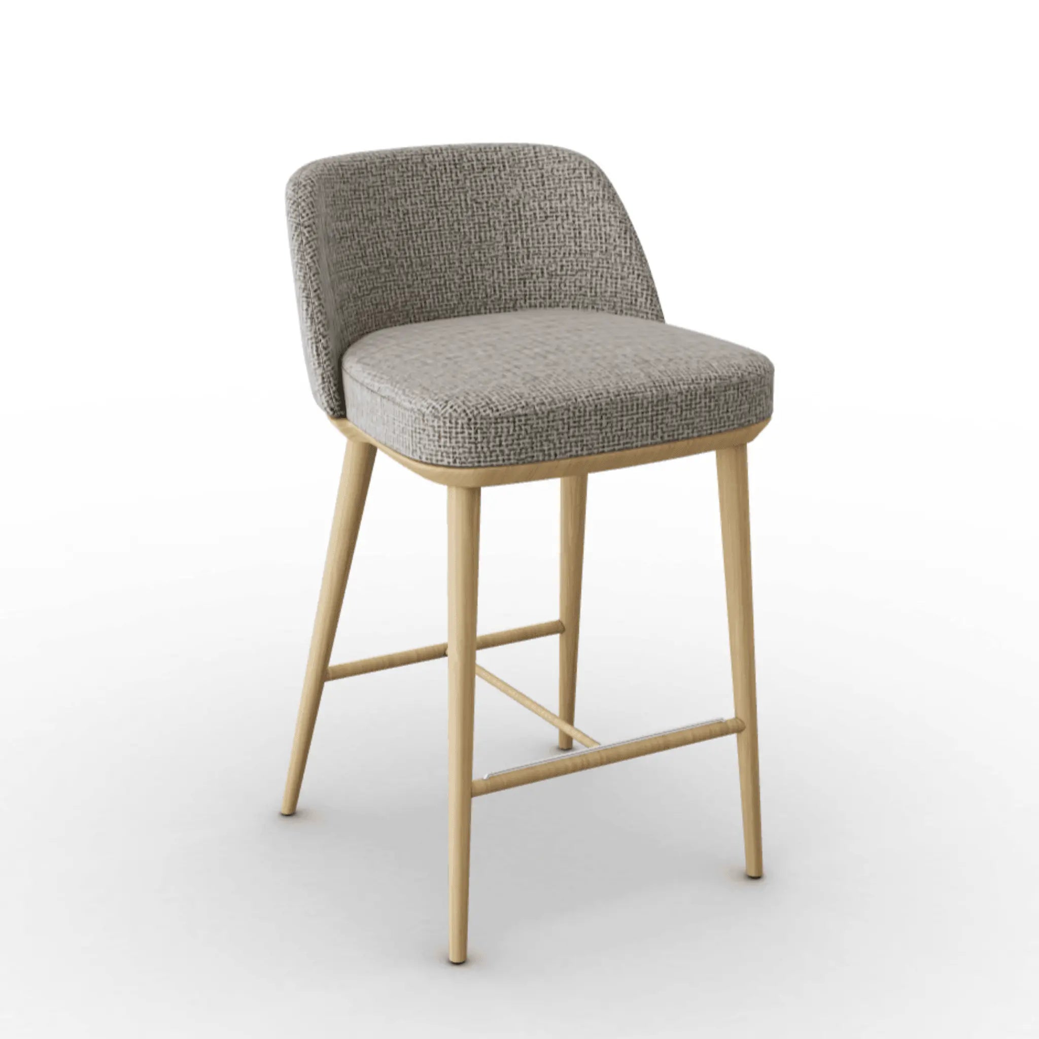 Hoker FOYER boucle beżowy Calligaris drewniana naturalny dąb Eye on Design