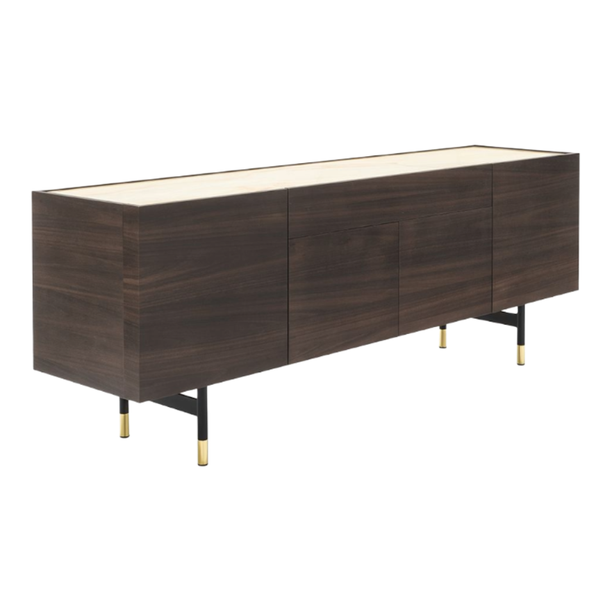 HORIZON Chest of Drawers dark wood with cream top