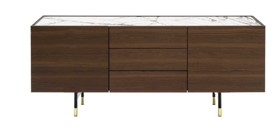 HORIZON chest of drawers dark wood with white top