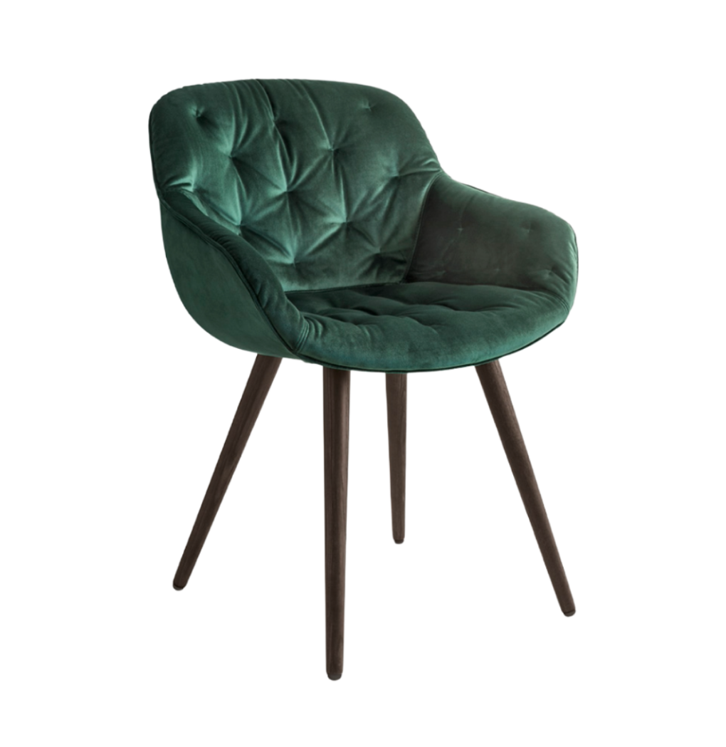 Sessel mit Armlehnen IGLOO gepolstert mit dunklem Holzgestell