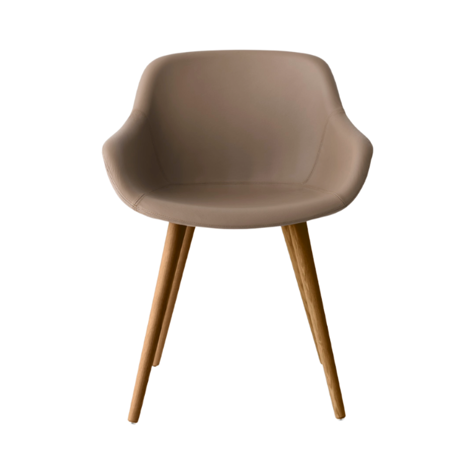 Krzesło IGLOO tapicerowane z orzechową podstawą