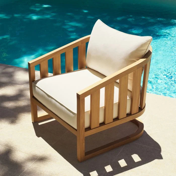 Außenfotel ARUBA in Creme mit Holzgestell