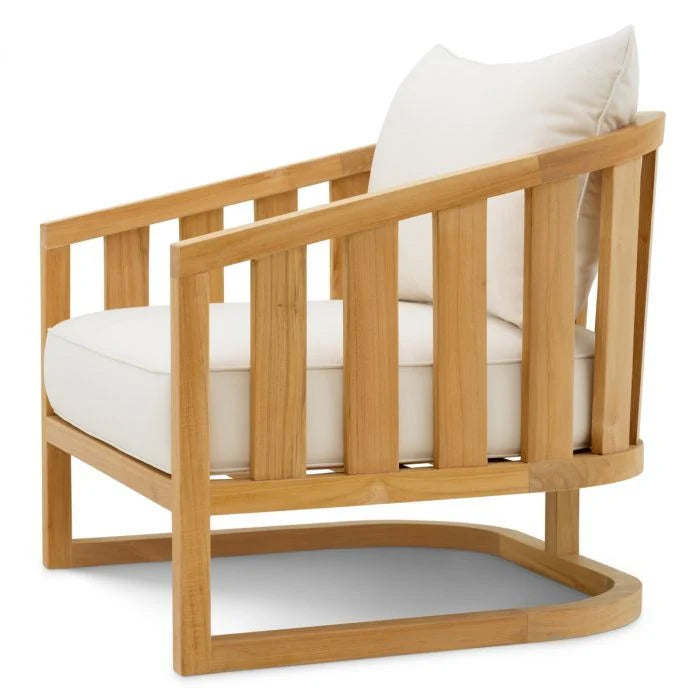 Außenfotel ARUBA in Creme mit Holzgestell