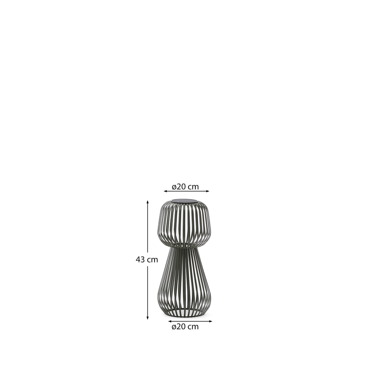 Lampa stołowa ogrodowa solarna REIBA zielony metal – wymiary